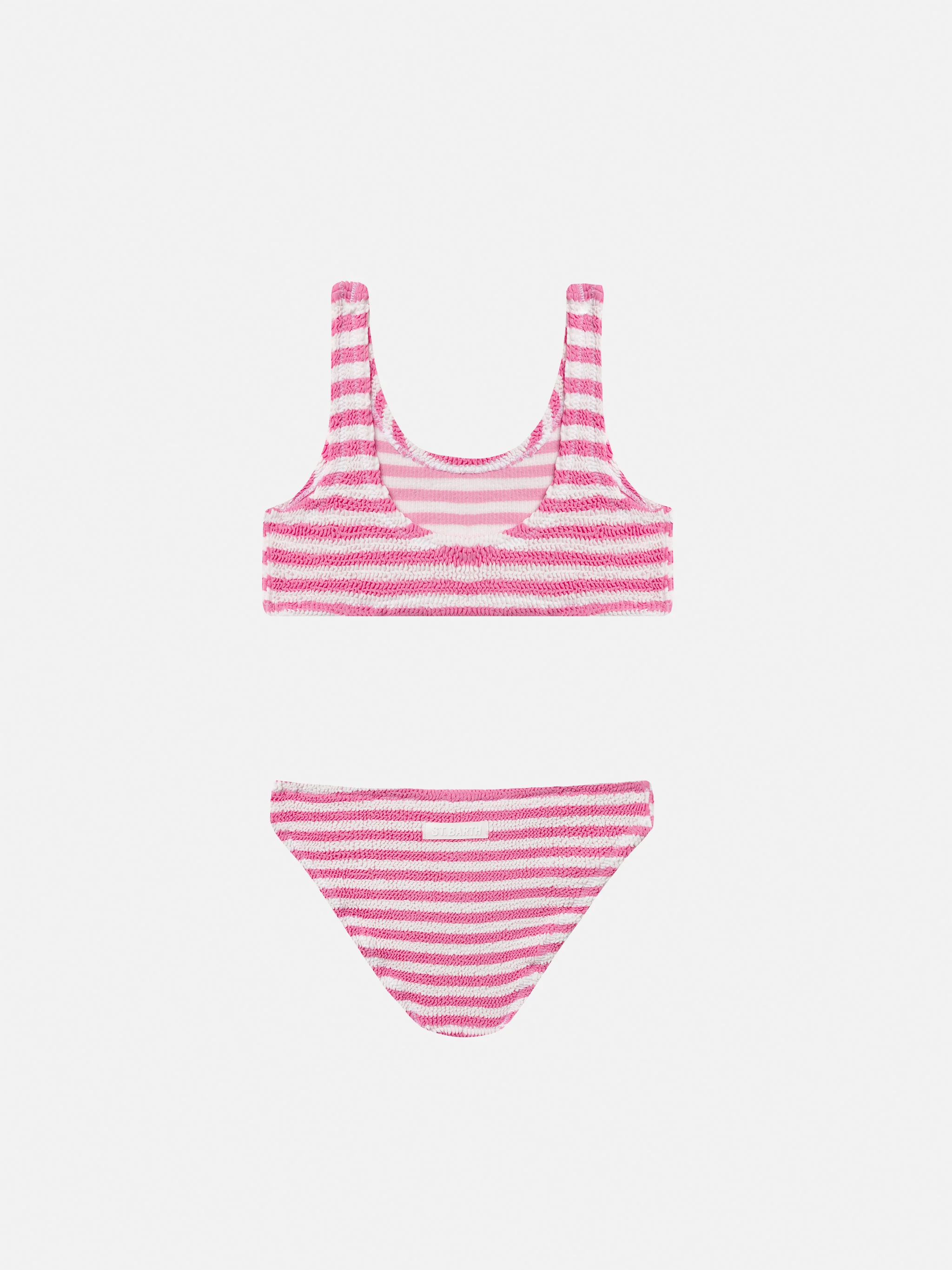 Bikini a triangolo Baker in crinkle a righe rosa - Image 2