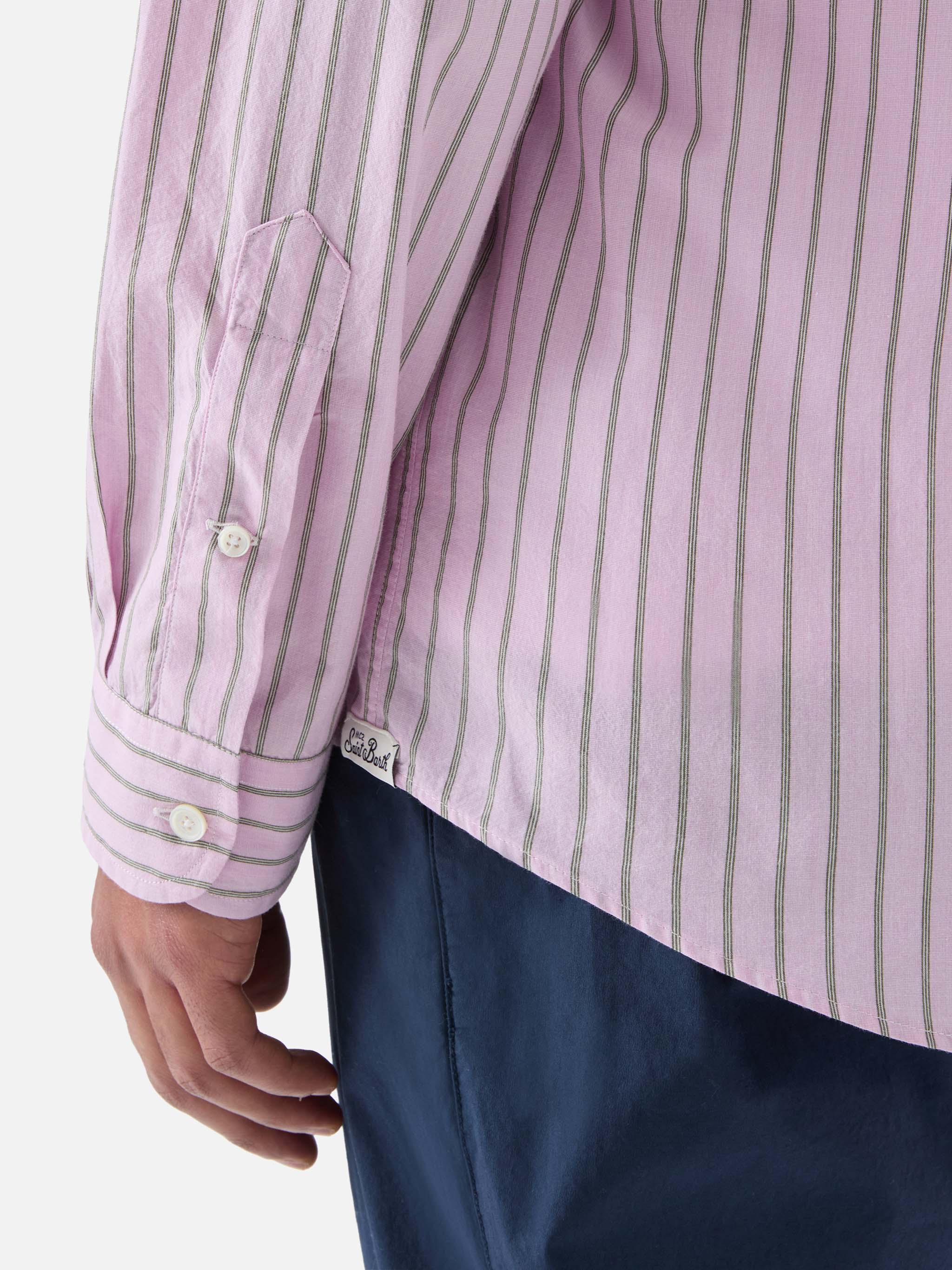 Camicia Levanzo in cotone a righe rosa - Image 4