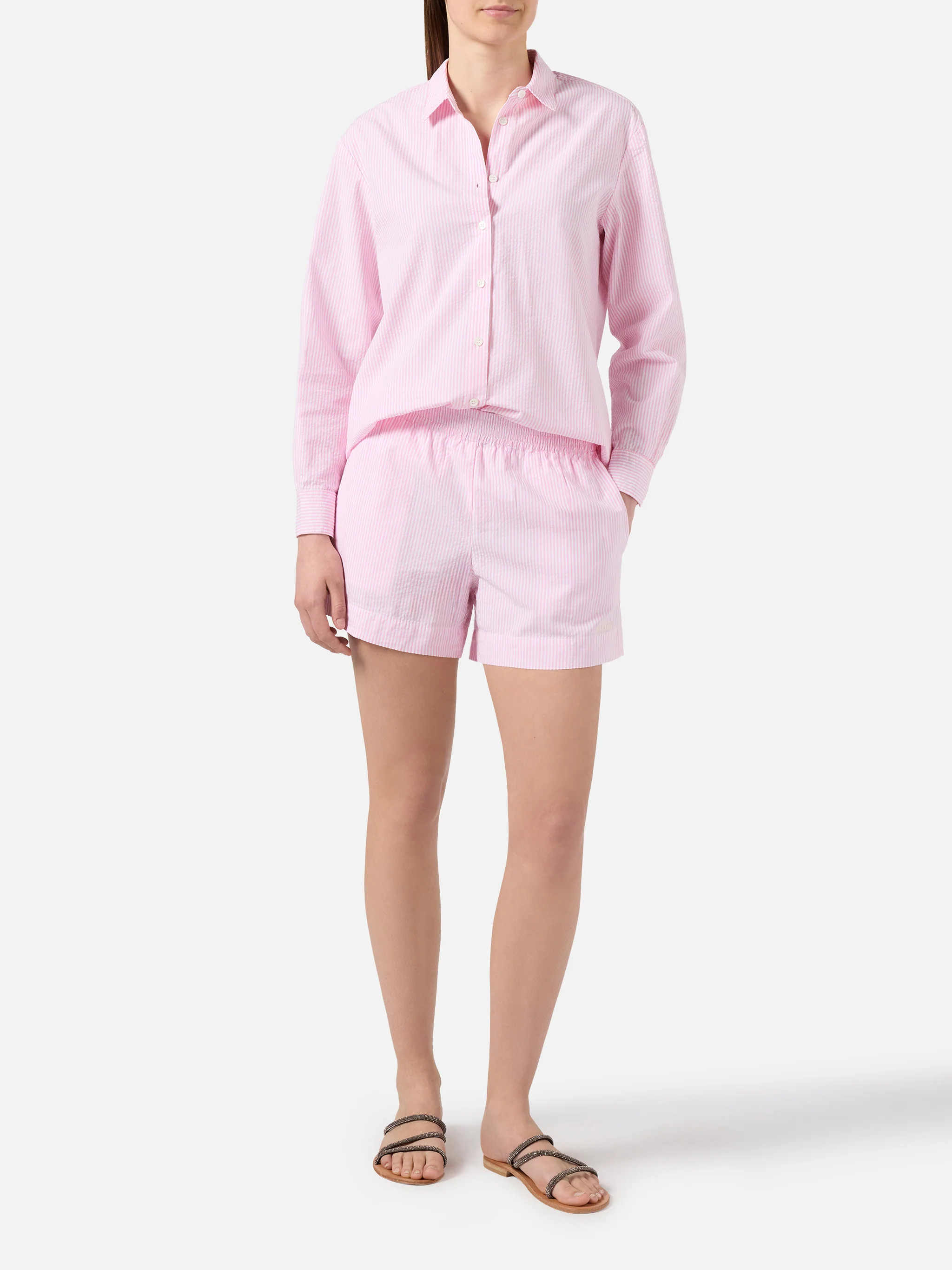 Shorts Meave in seersucker a righe rosa - Image 2