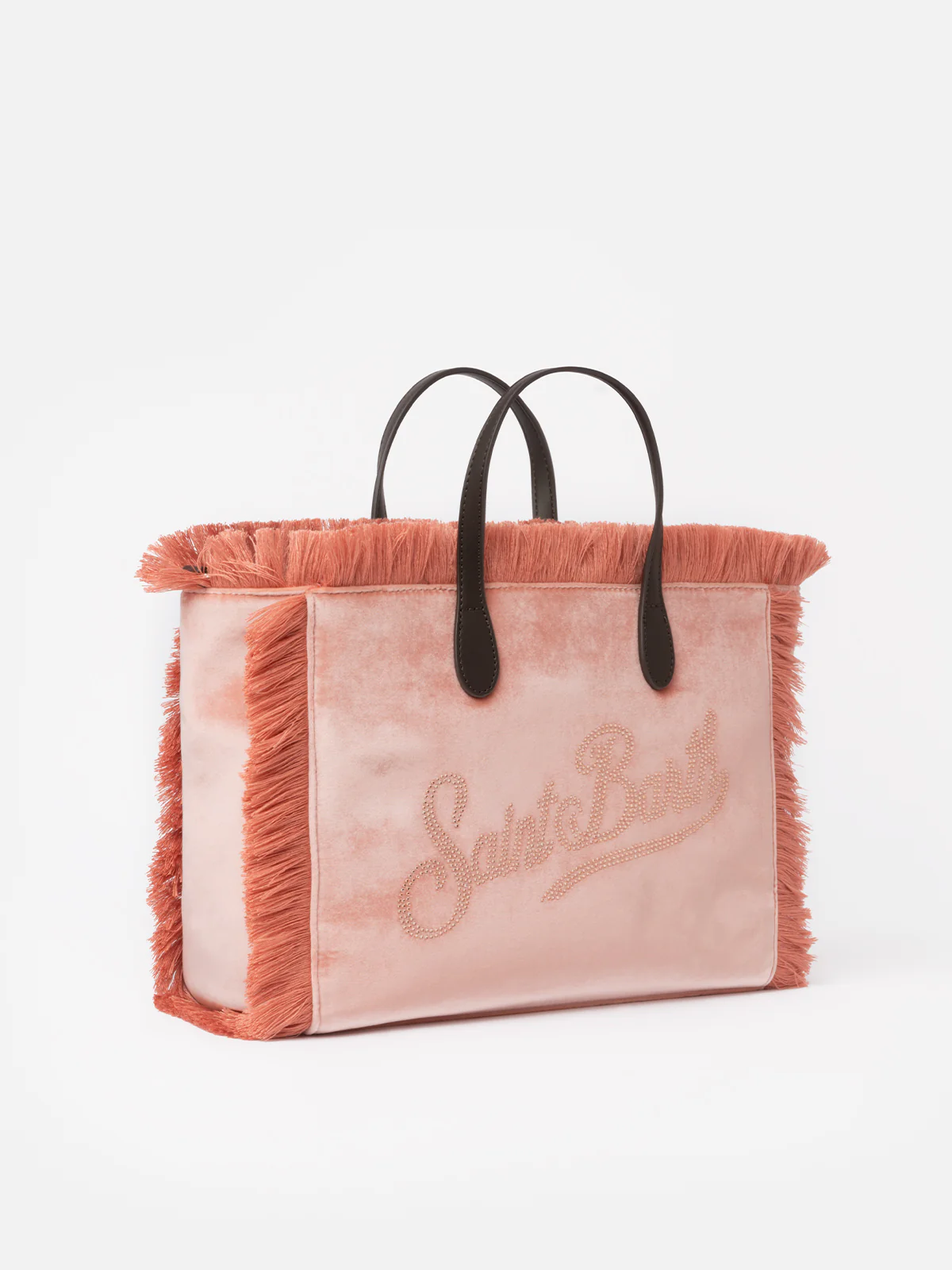 Borsa Colette in velluto rosa con logo in strass - Image 4