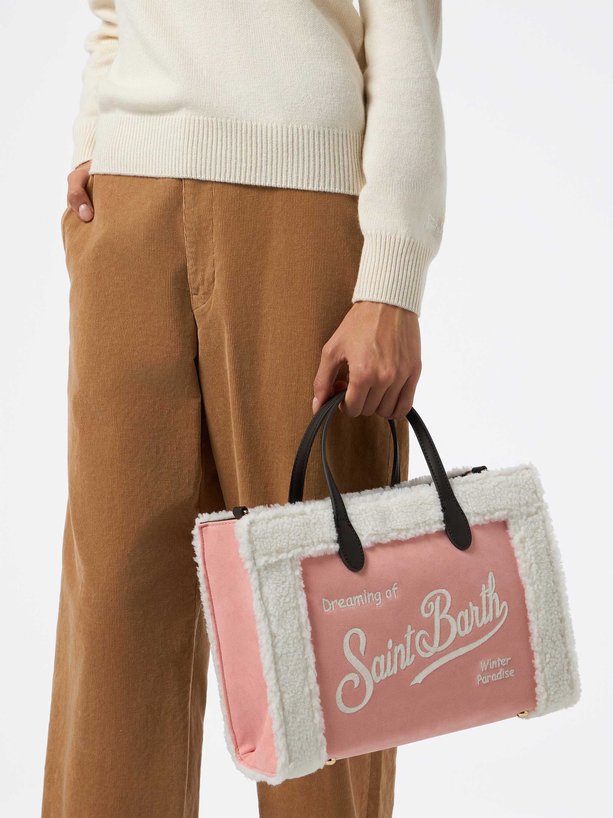 Borsa Vivian rosa con dettagli in sherpa - Image 2