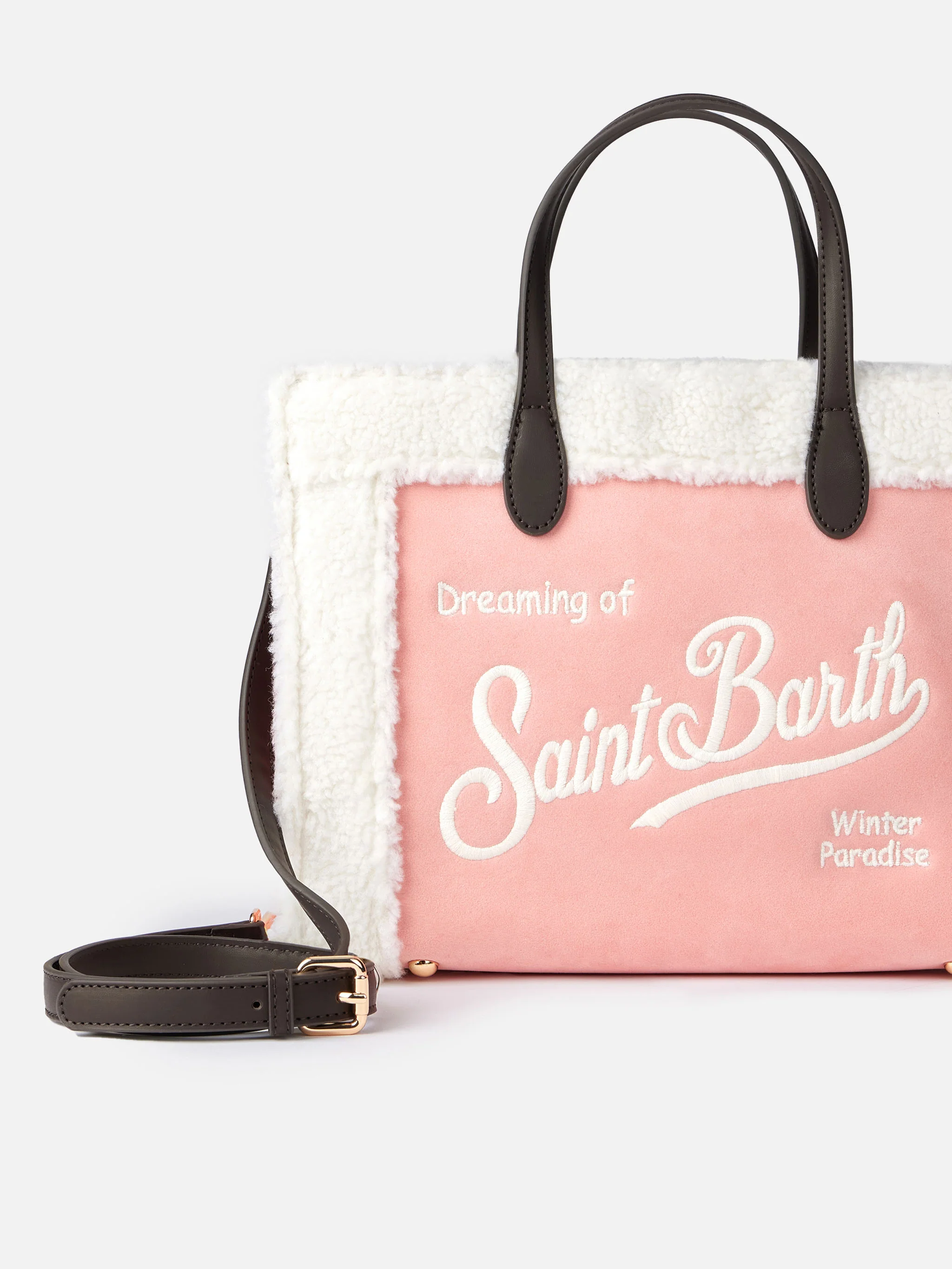 Borsa Vivian rosa con dettagli in sherpa - Image 3
