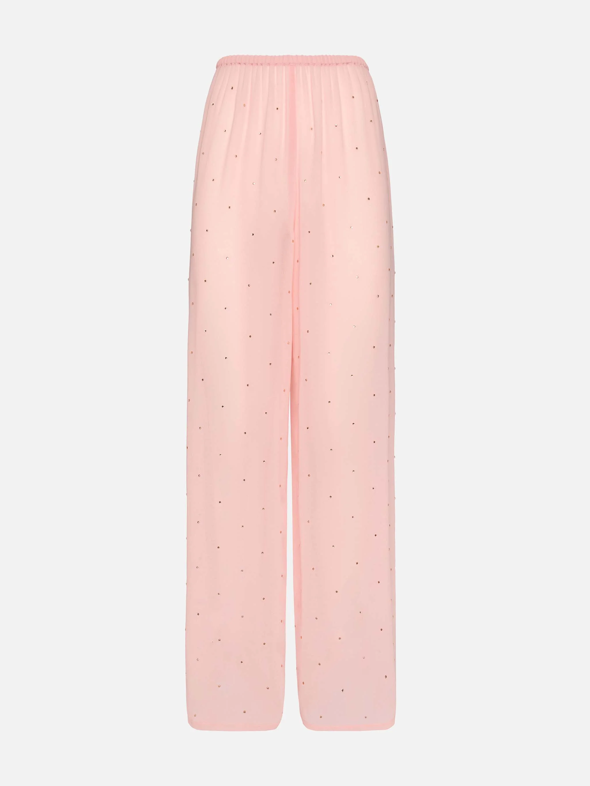 Pantaloni ampi Amalia in georgette rosa con strass - Image 5