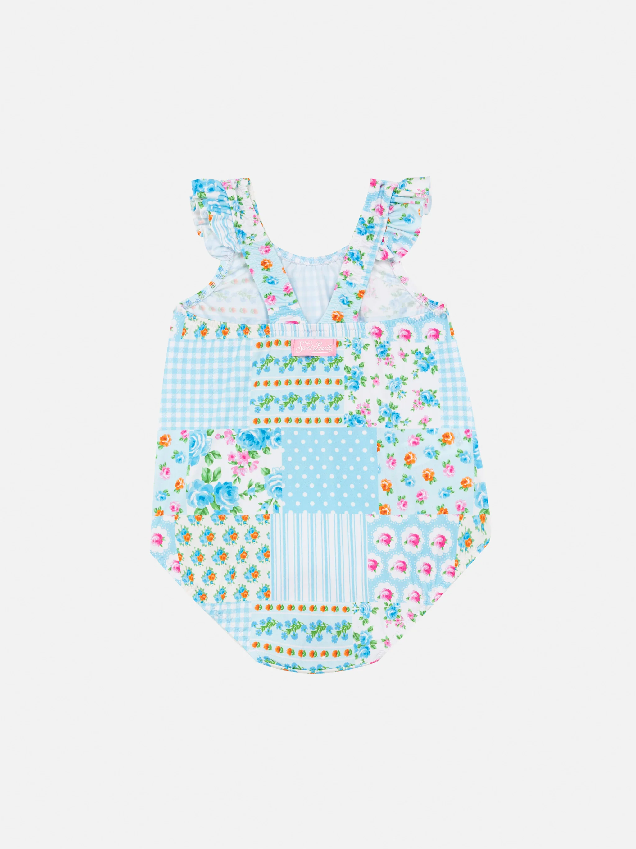 Costume intero neonata Pinkie con volant e stampa floreale - Image 2