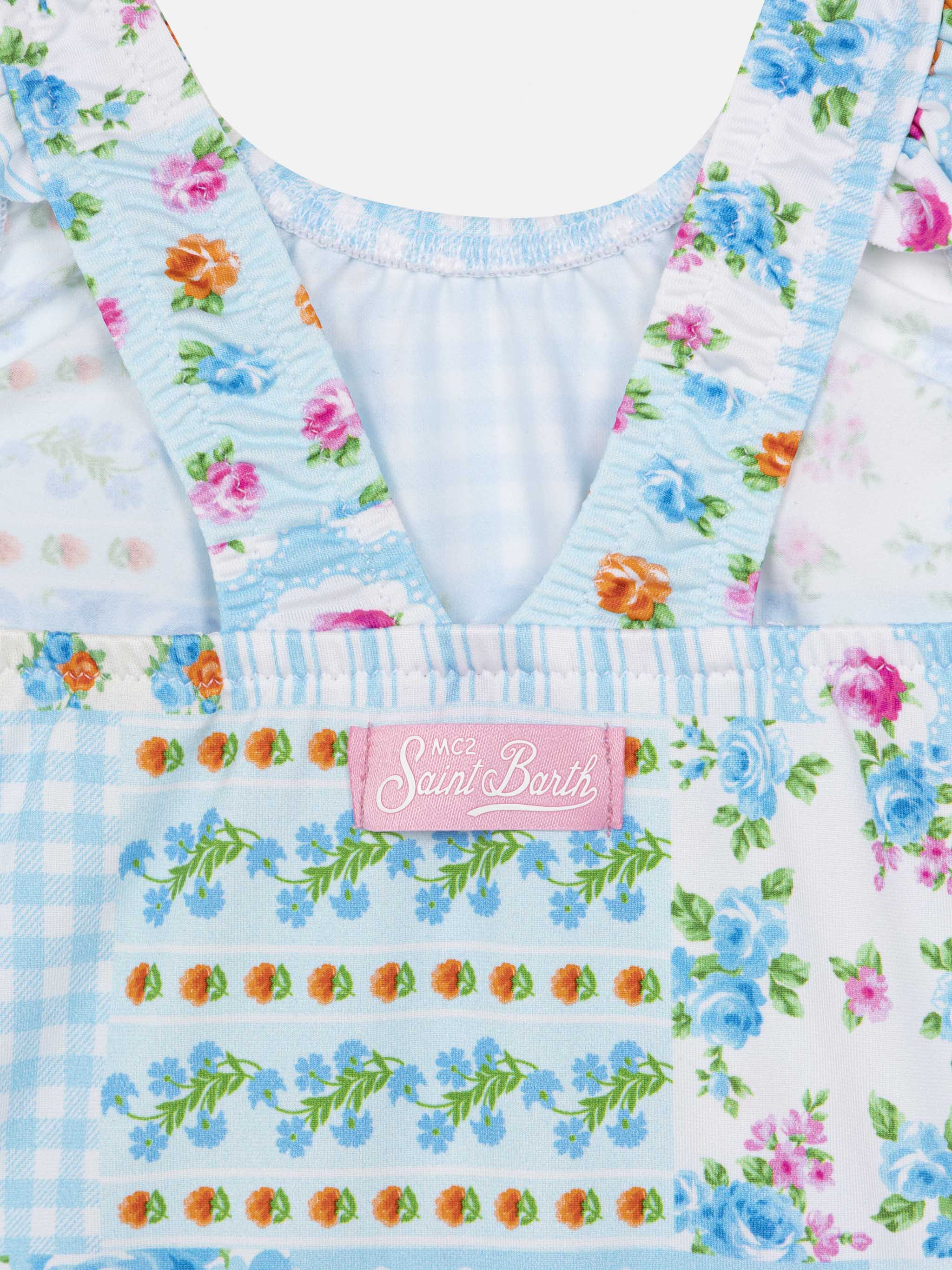 Costume intero neonata Pinkie con volant e stampa floreale - Image 3
