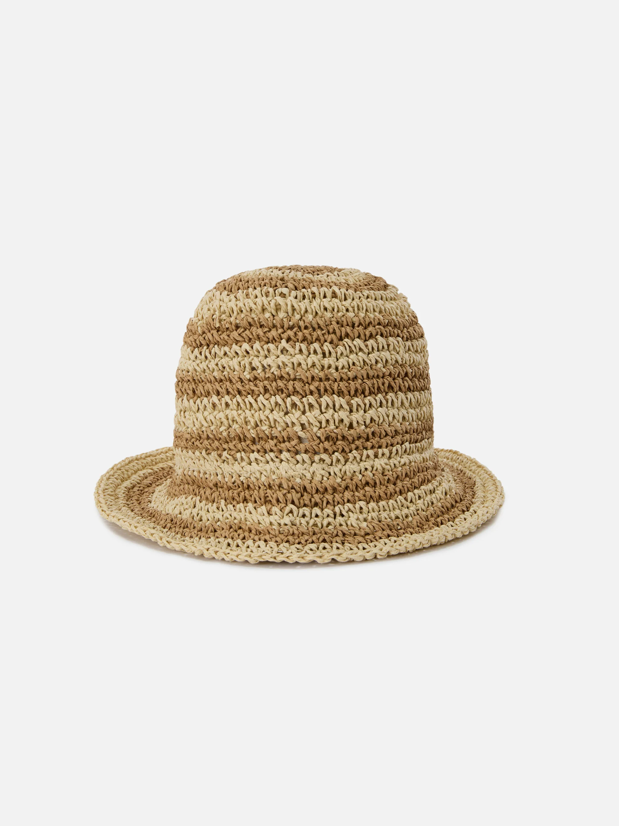Cappellino Polly bucket hat a righe beige e bianche con logo ricamato - Image 3