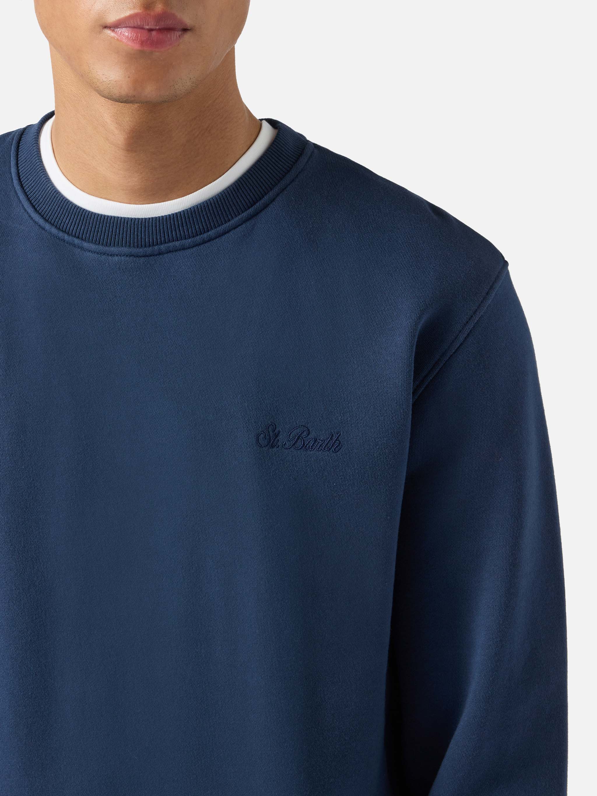 Felpa Ponza blu navy in cotone con ricamo St. Barth - Image 2