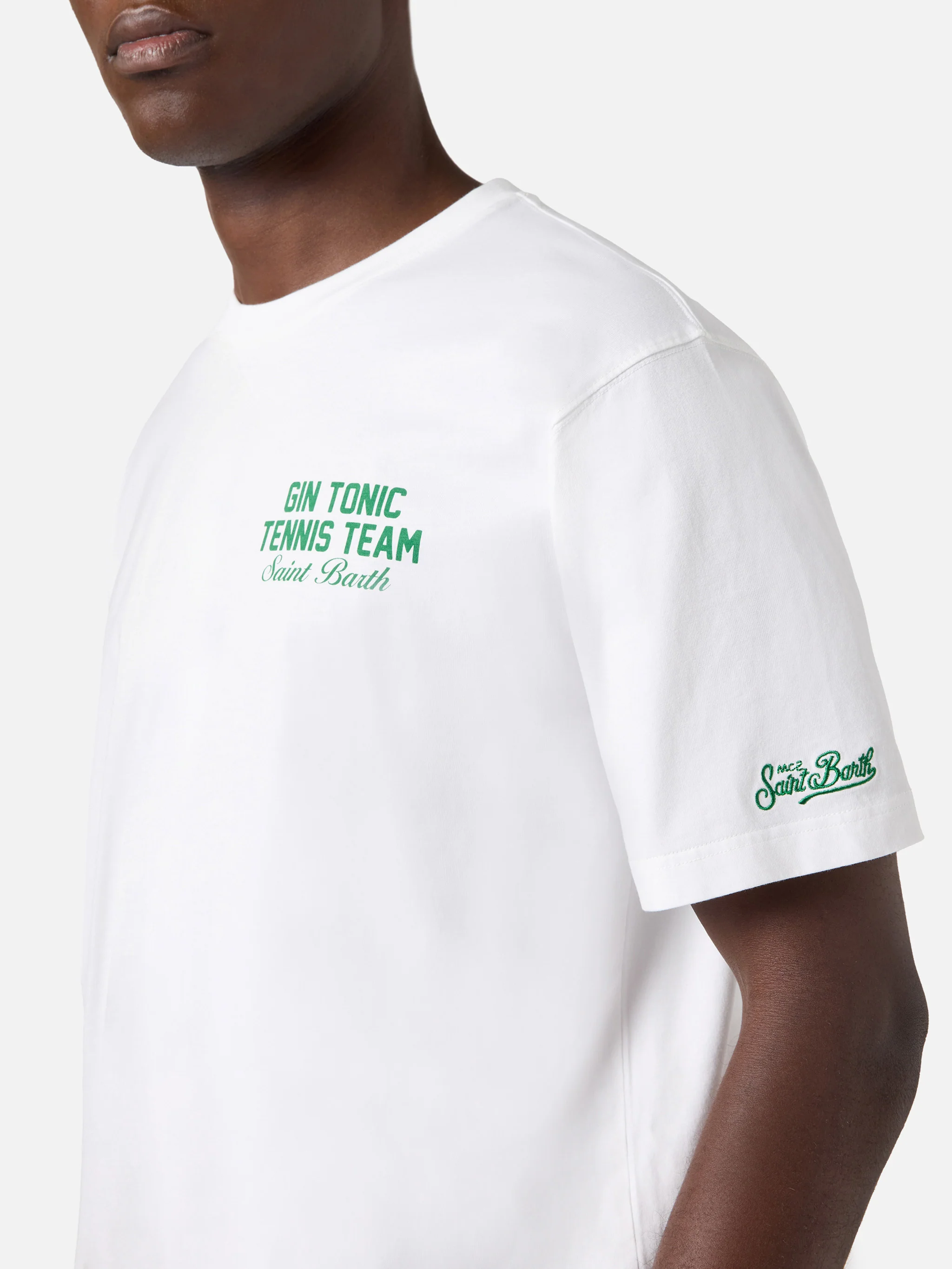 T-shirt Portland bianca con illustrazione Gin Tonic Tennis Team - Image 2