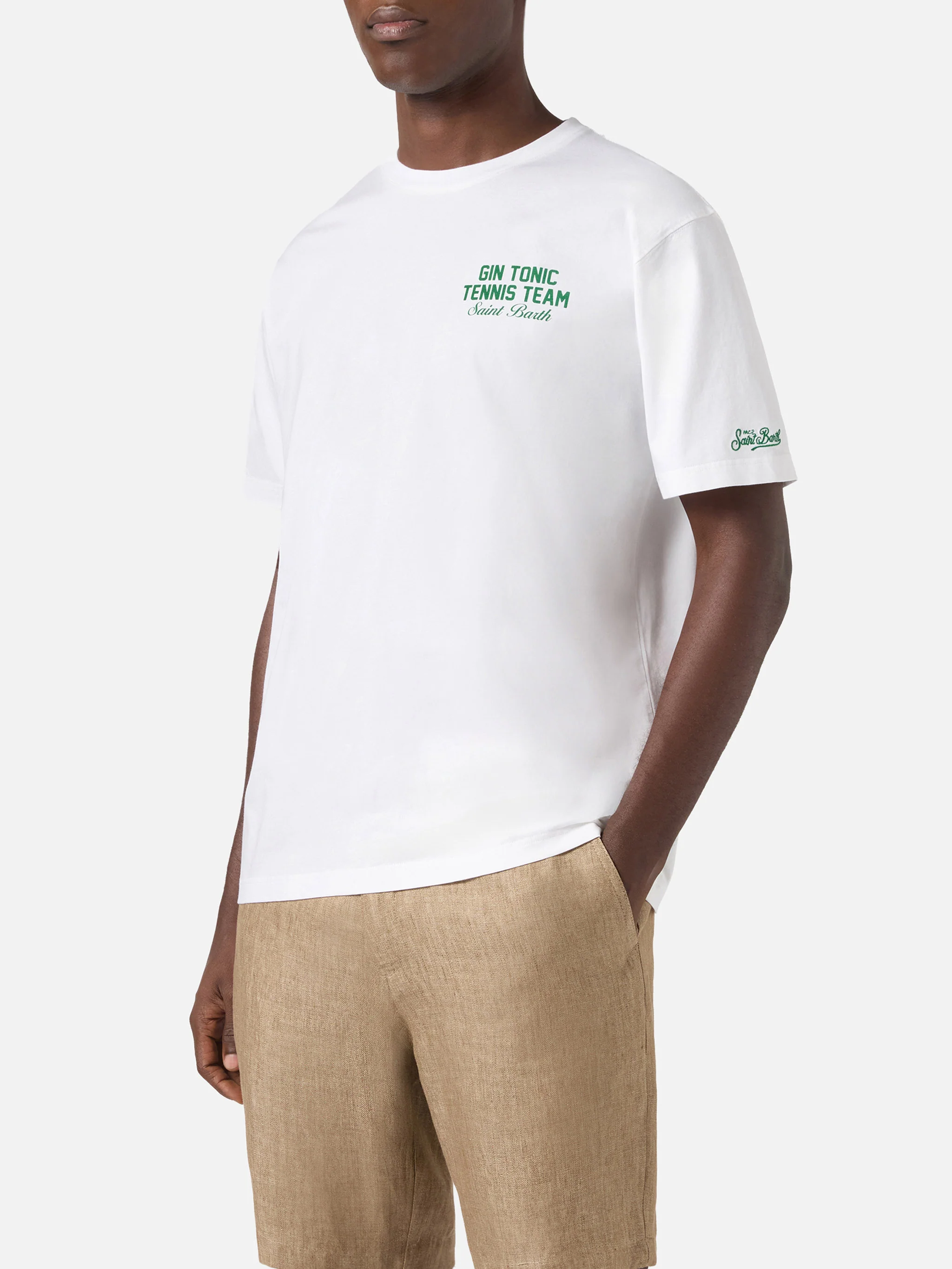 T-shirt Portland bianca con illustrazione Gin Tonic Tennis Team - Image 3