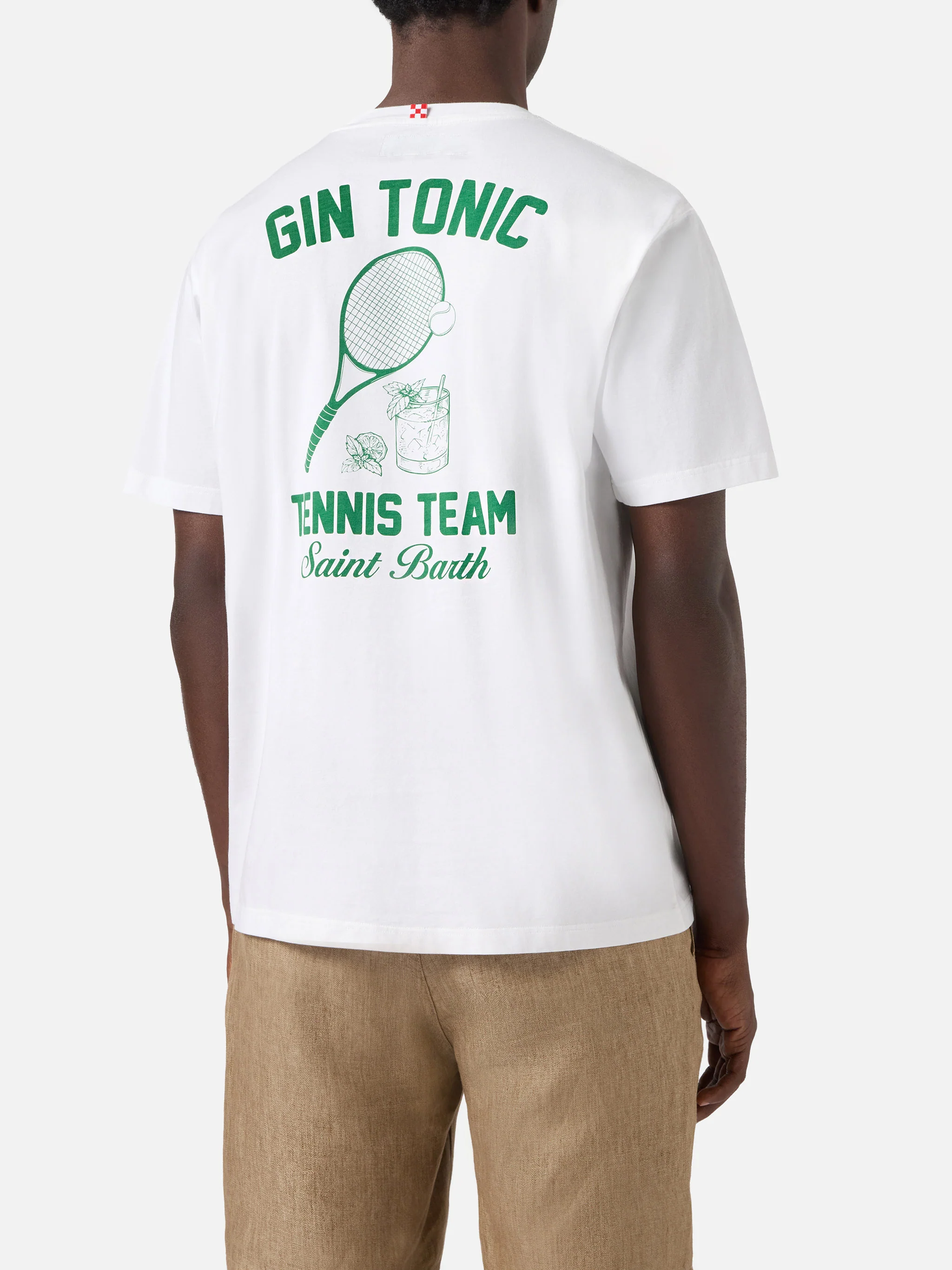 T-shirt Portland bianca con illustrazione Gin Tonic Tennis Team - Image 4