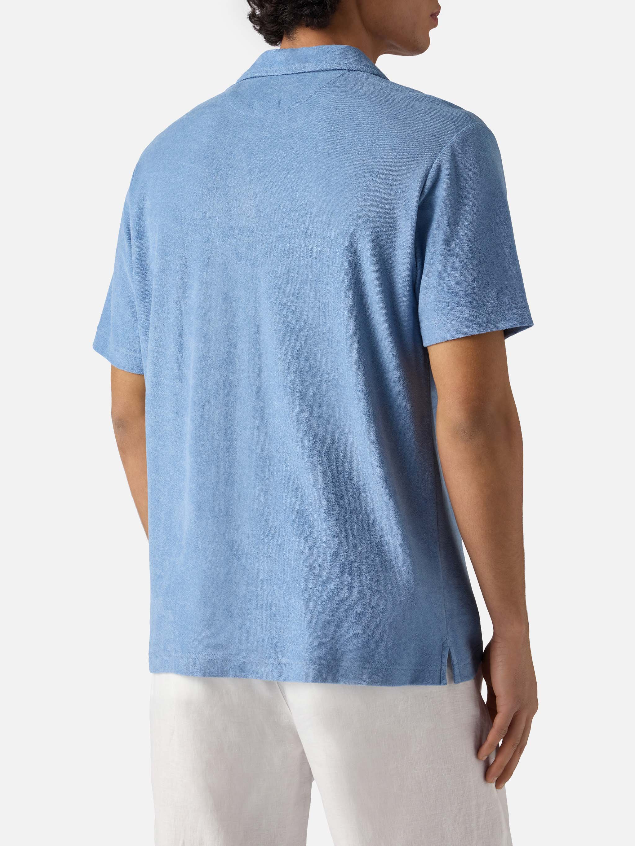 Polo Jeremy in cotone effetto spugna azzurro polvere - Image 3