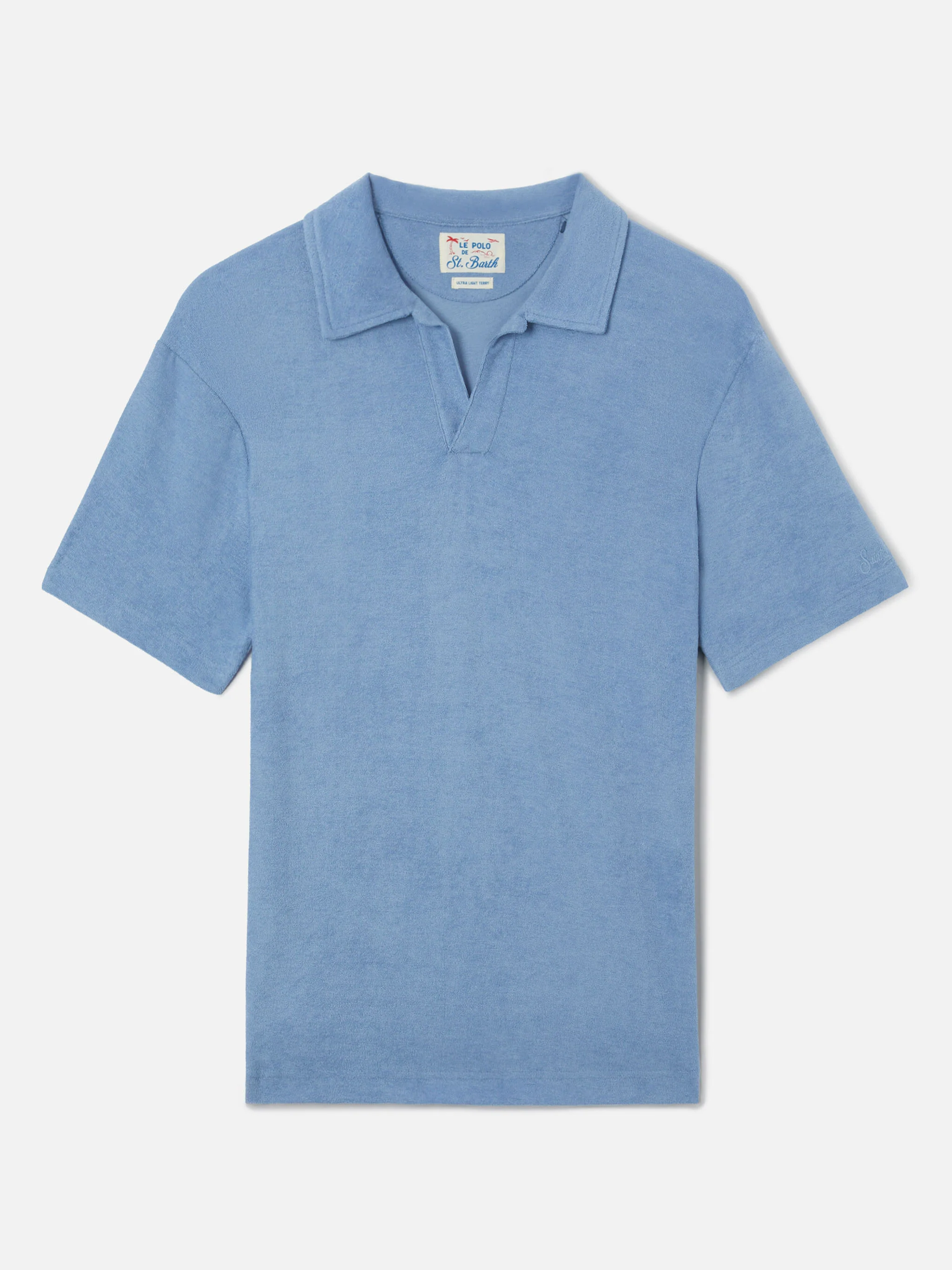 Polo Jeremy in cotone effetto spugna azzurro polvere - Image 4