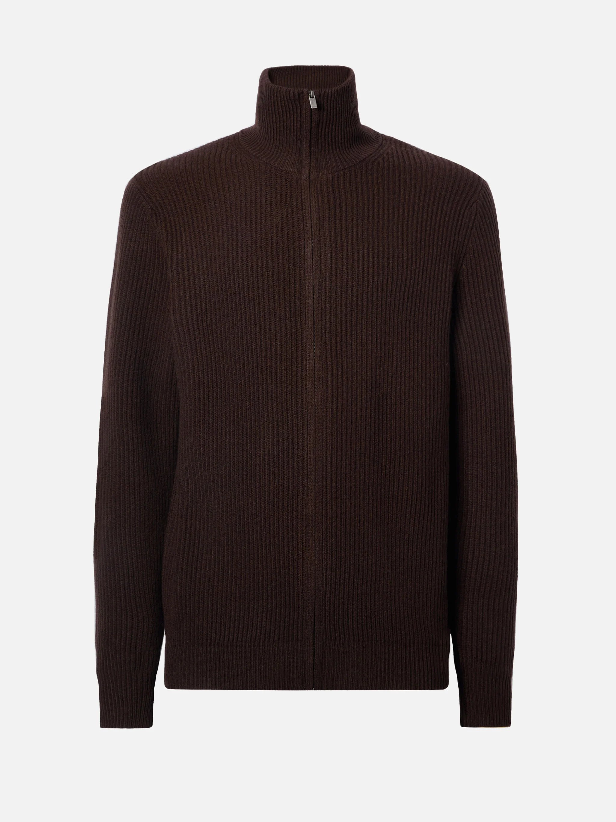 Cardigan full zip Preston in pura lana marrone scuro - Image 5
