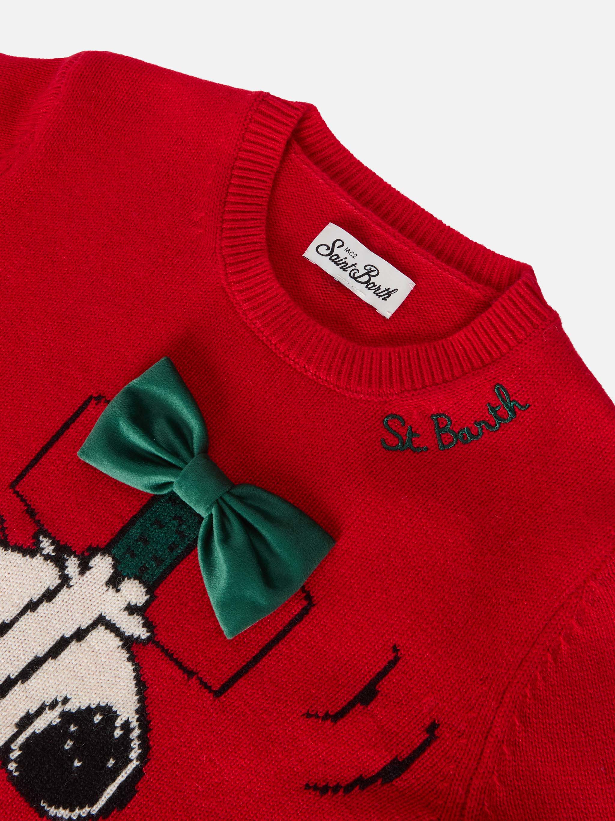 Girocollo Princess in misto cashmere con jacquard Snoopy con applicazione fiocco velluto | PEANUTS SPECIAL EDITION - Image 2