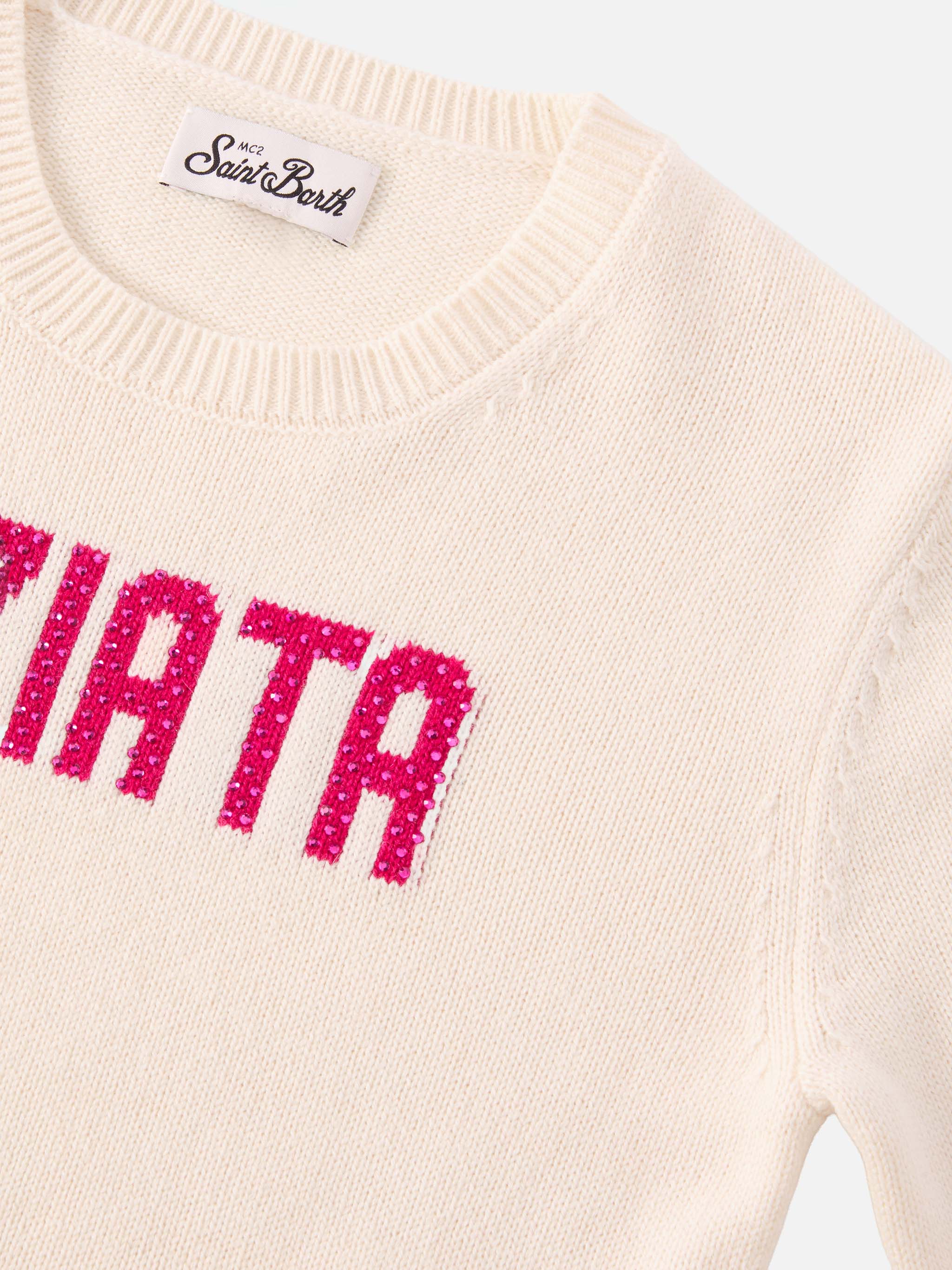Girocollo Princess in misto cashmere con applicazione strass Viziata - Image 2