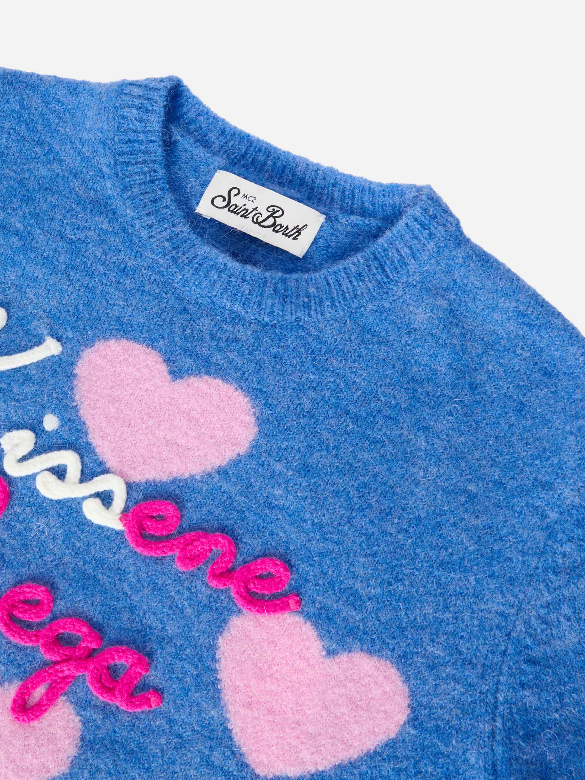 Maglione Princess in alpaca stretch con jacquard cuori e ricamo Kissene frega - Image 3