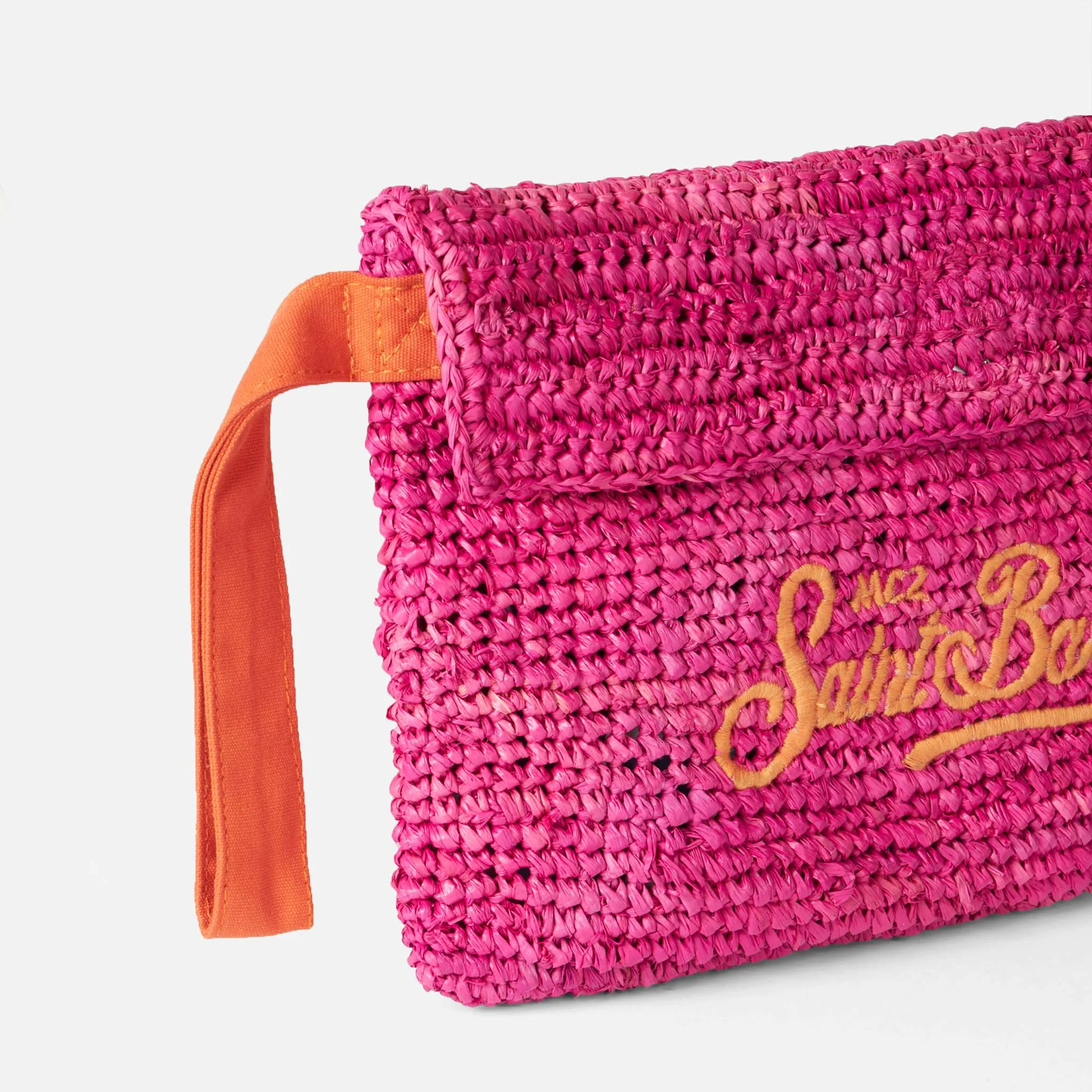Pouch in rafia fucsia con ricamo Saint Barth - Image 4