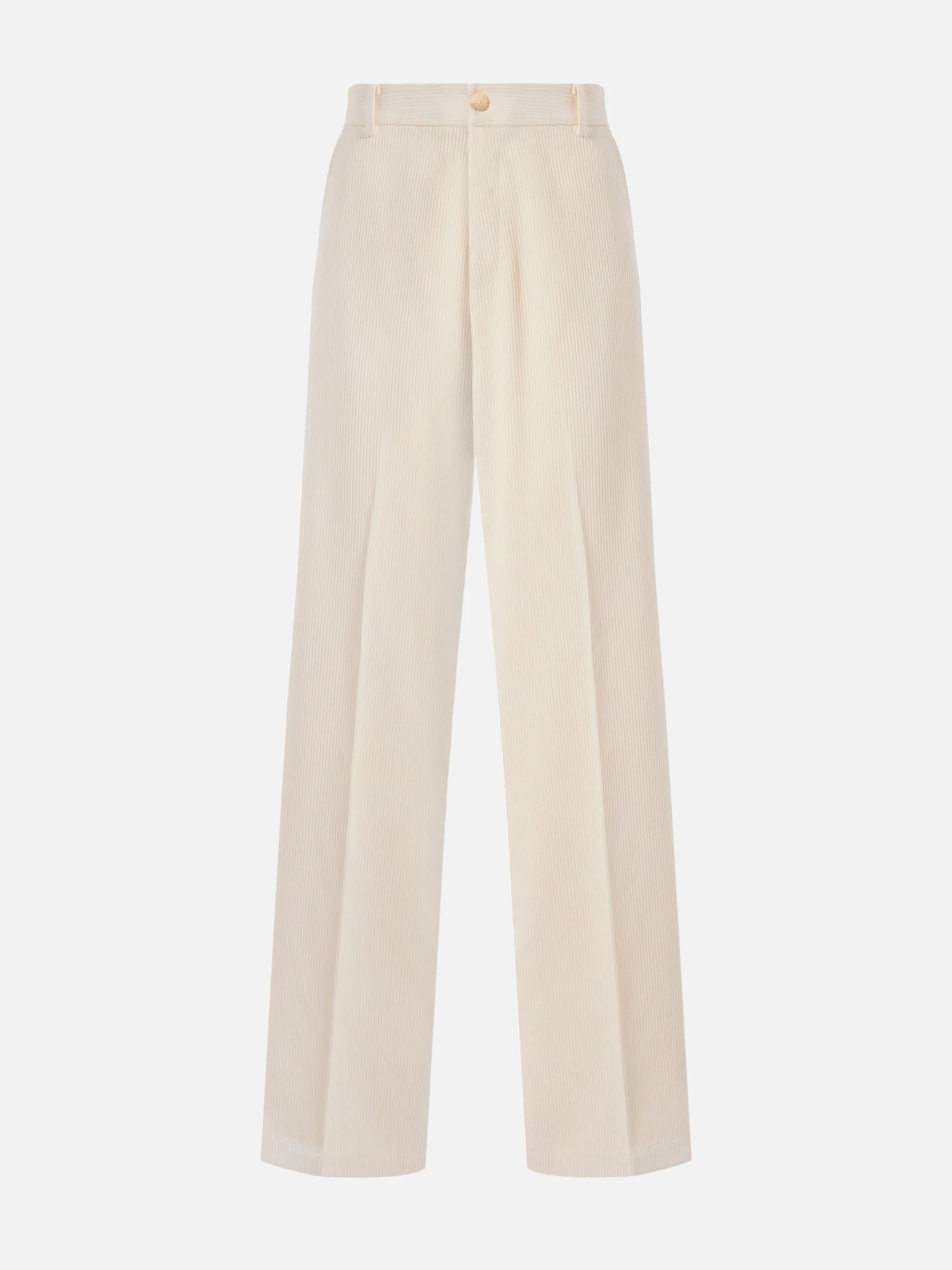 Pantaloni a gamba ampia Rebella in corduroy bianco crema - Image 4