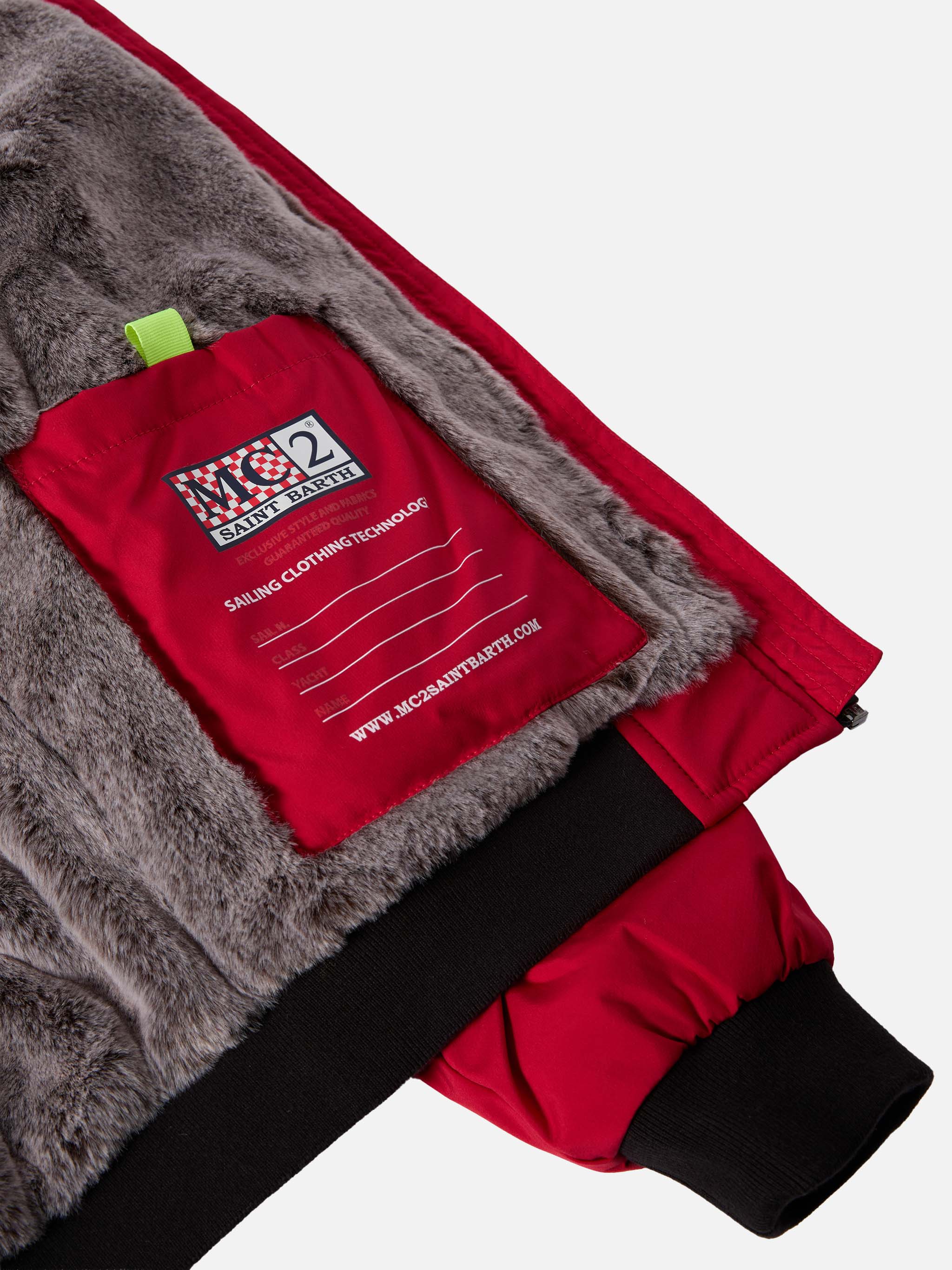 Bomber rosso Country Jr con interno in pelliccia - Image 4
