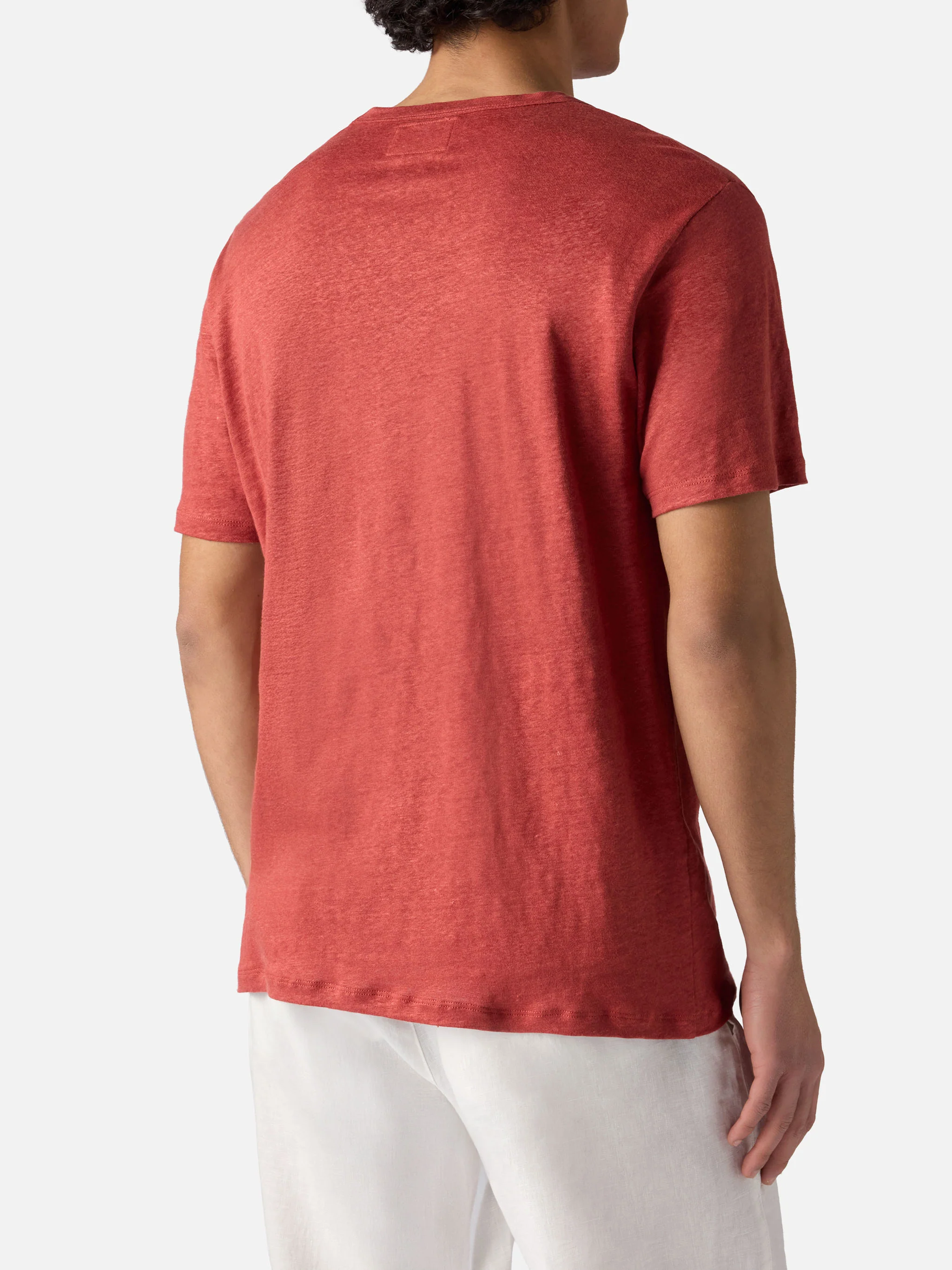 T-shirt Ecstasea in puro lino rosso con logo ricamato - Image 4