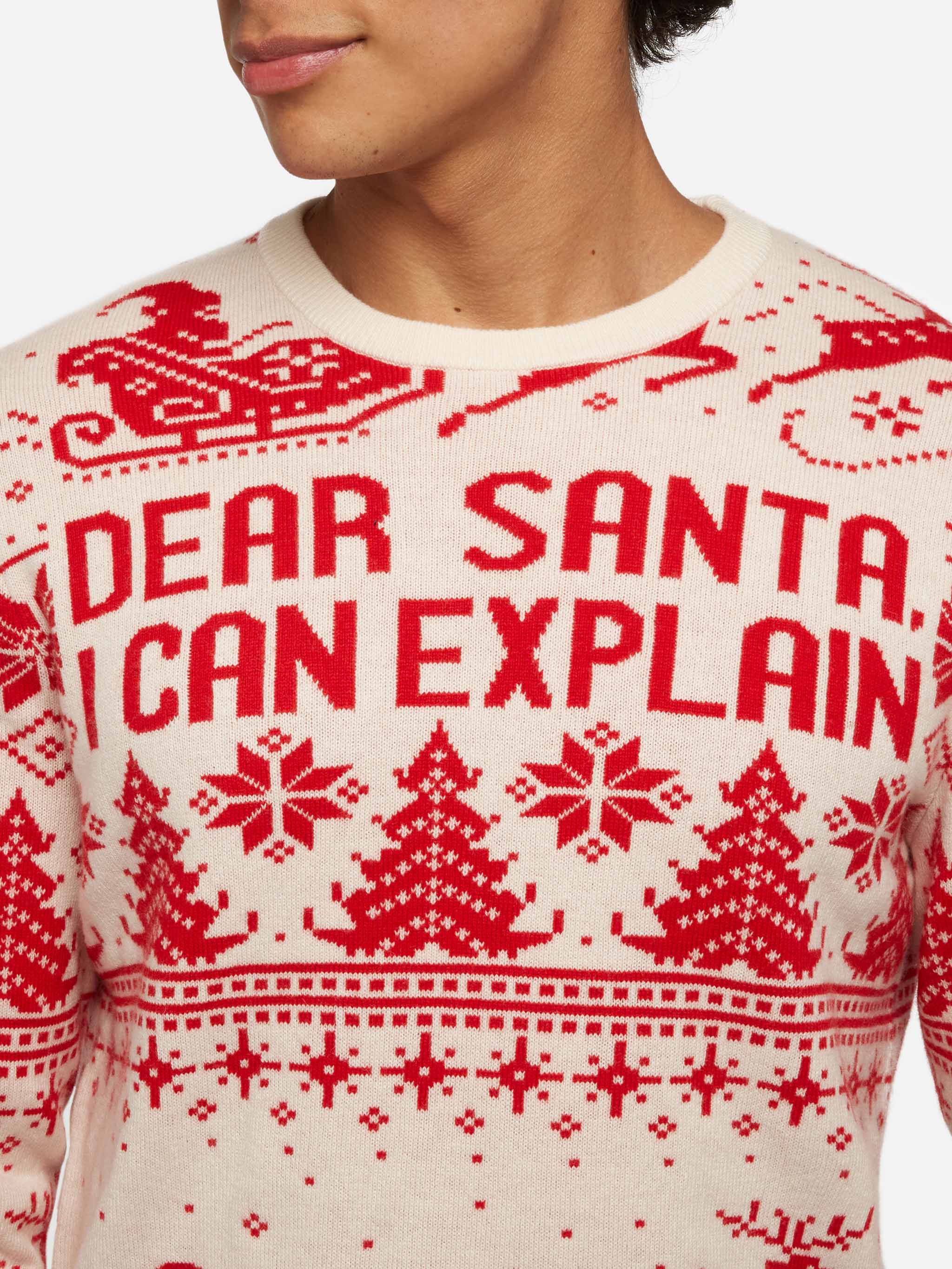 Maglione rosso Heron con jacquard fair isle e Dear Santa - Image 2