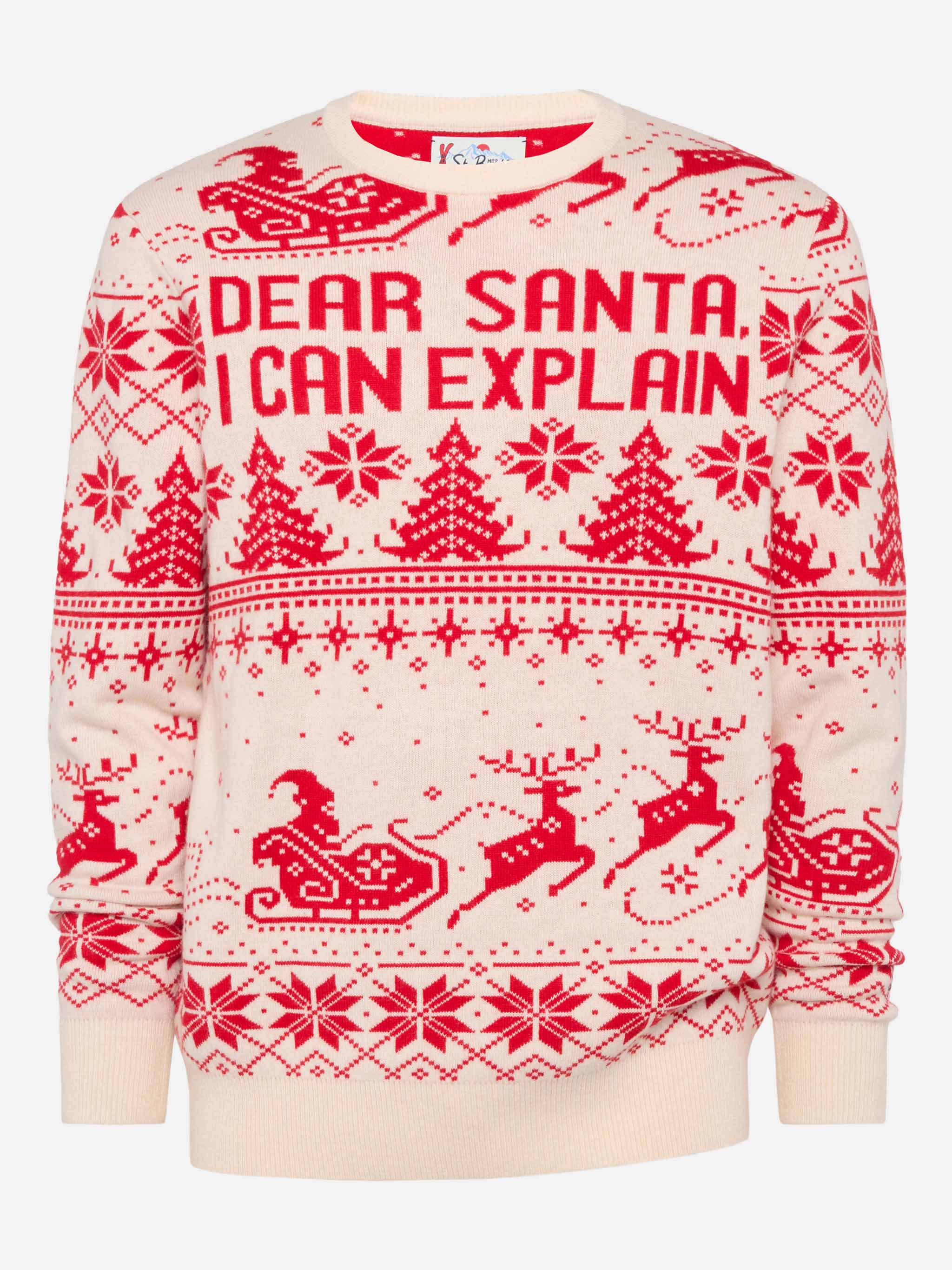 Maglione rosso Heron con jacquard fair isle e Dear Santa - Image 4
