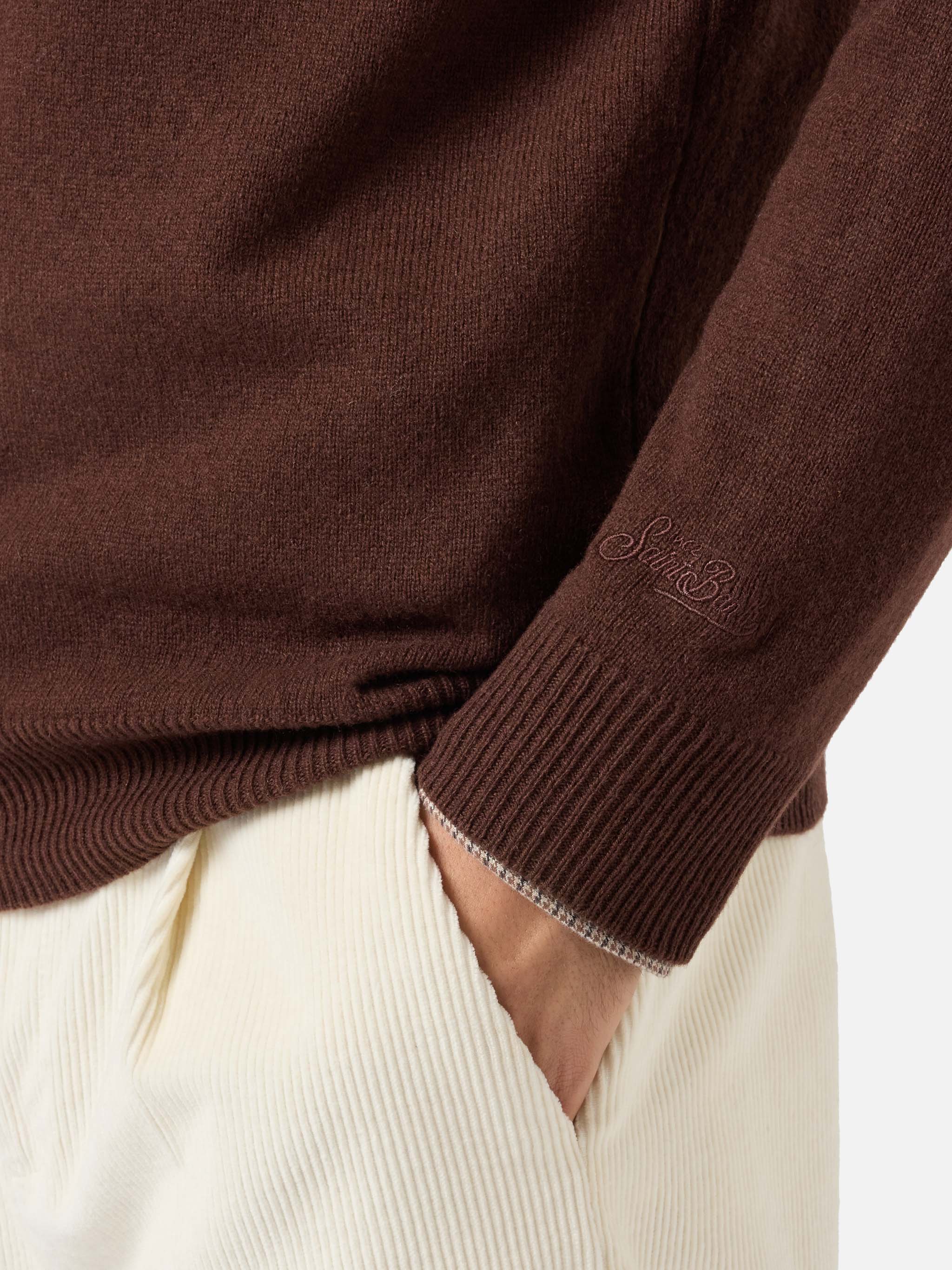 Maglione Regent in 100% LAMBSWOOL marrone - Image 2