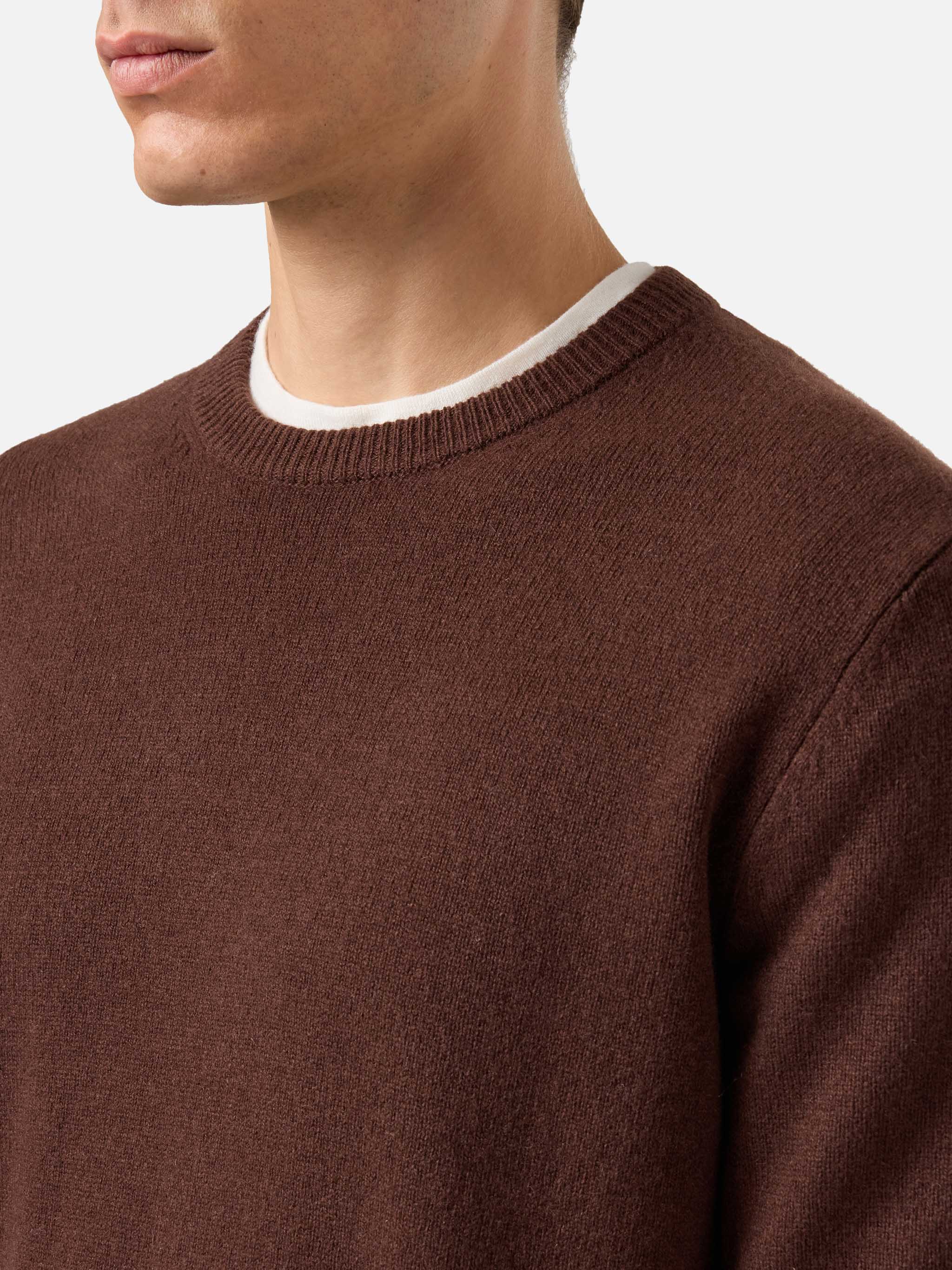 Maglione Regent in 100% LAMBSWOOL marrone - Image 4