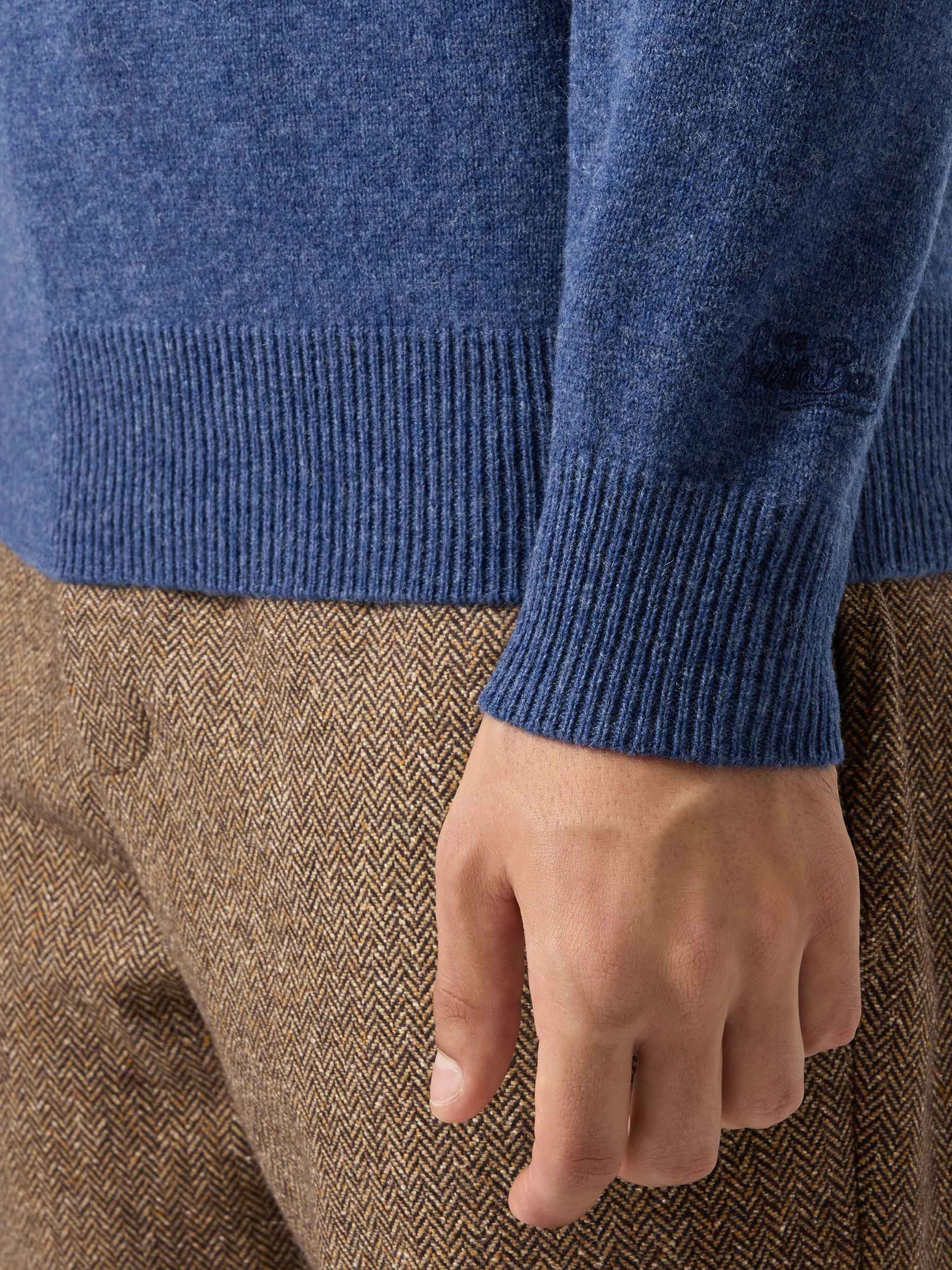 Maglione Regent in 100% LAMBSWOOL blu denim - Image 4