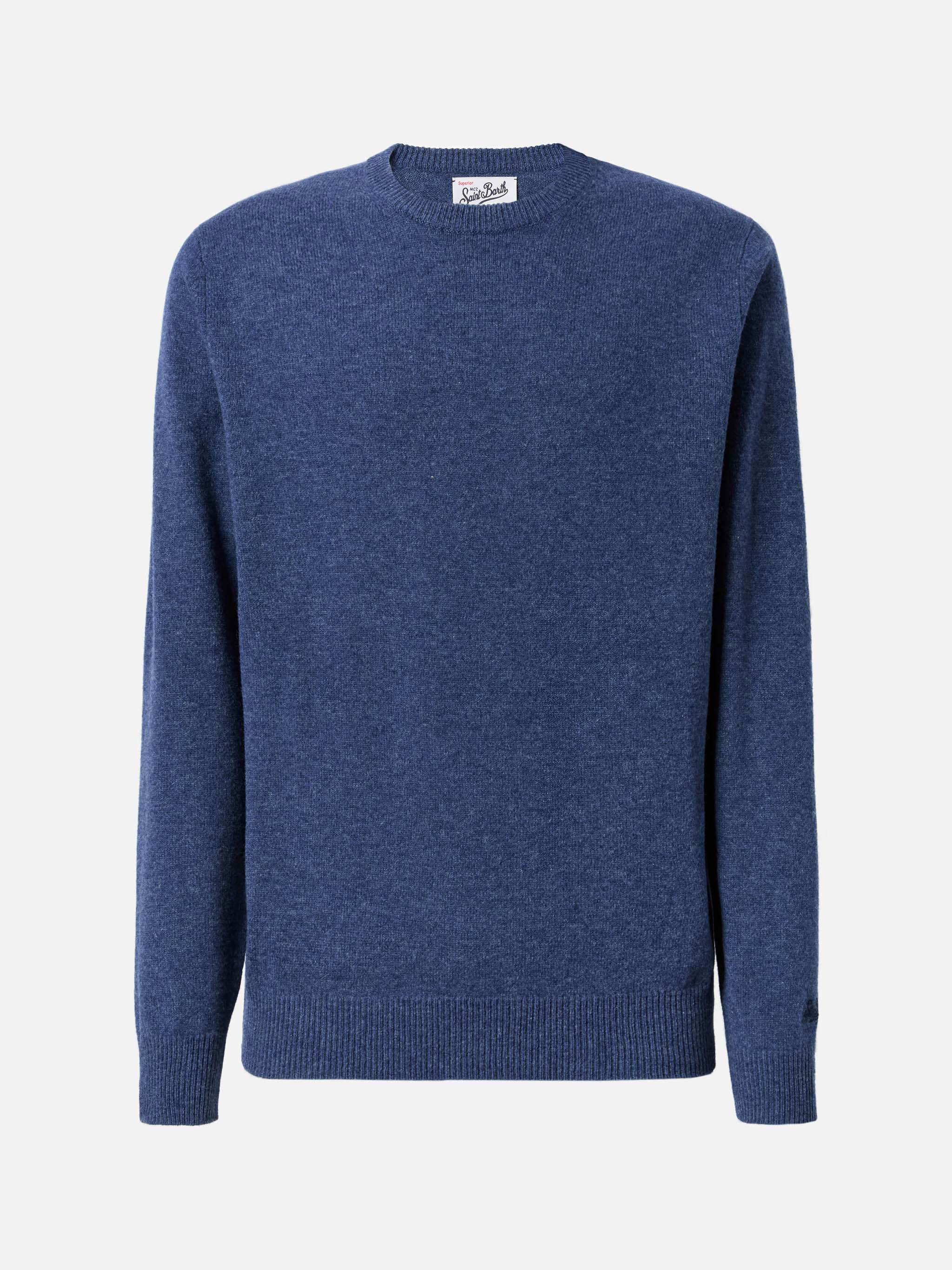 Maglione Regent in 100% LAMBSWOOL blu denim - Image 5