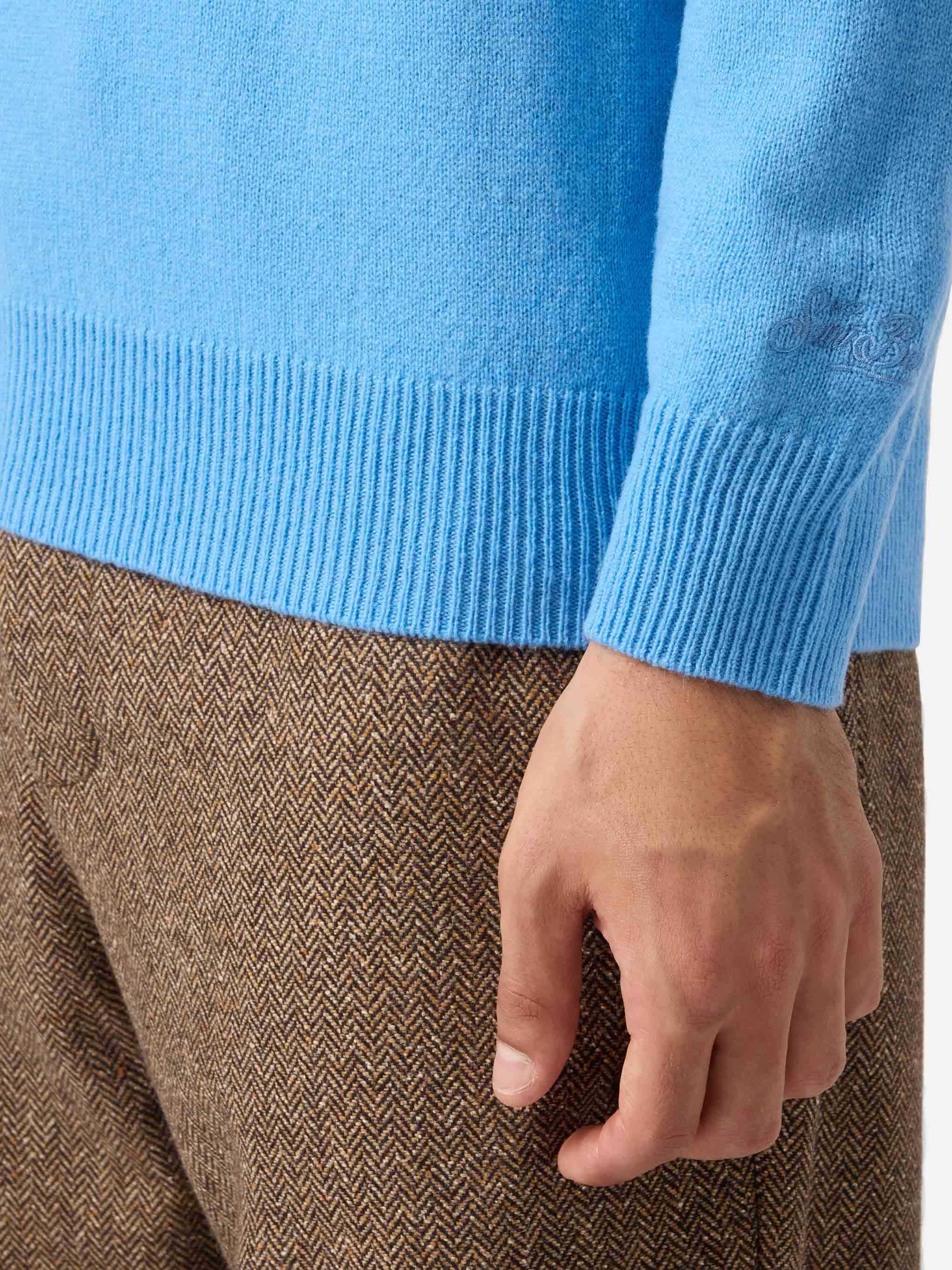 Maglione Regent in 100% LAMBSWOOL blu polvere - Image 4