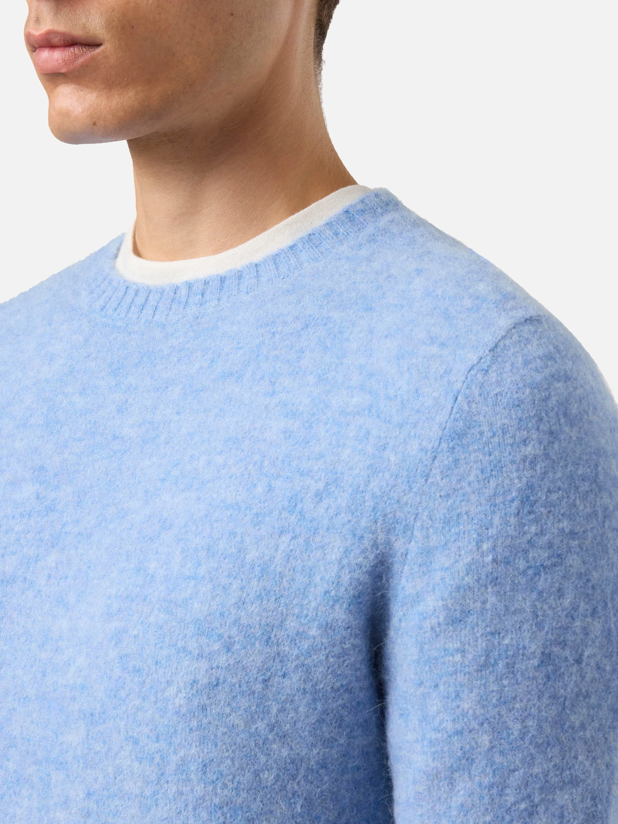 Maglione girocollo Regent in ALPACA STRETCH azzurro chiaro - Image 2