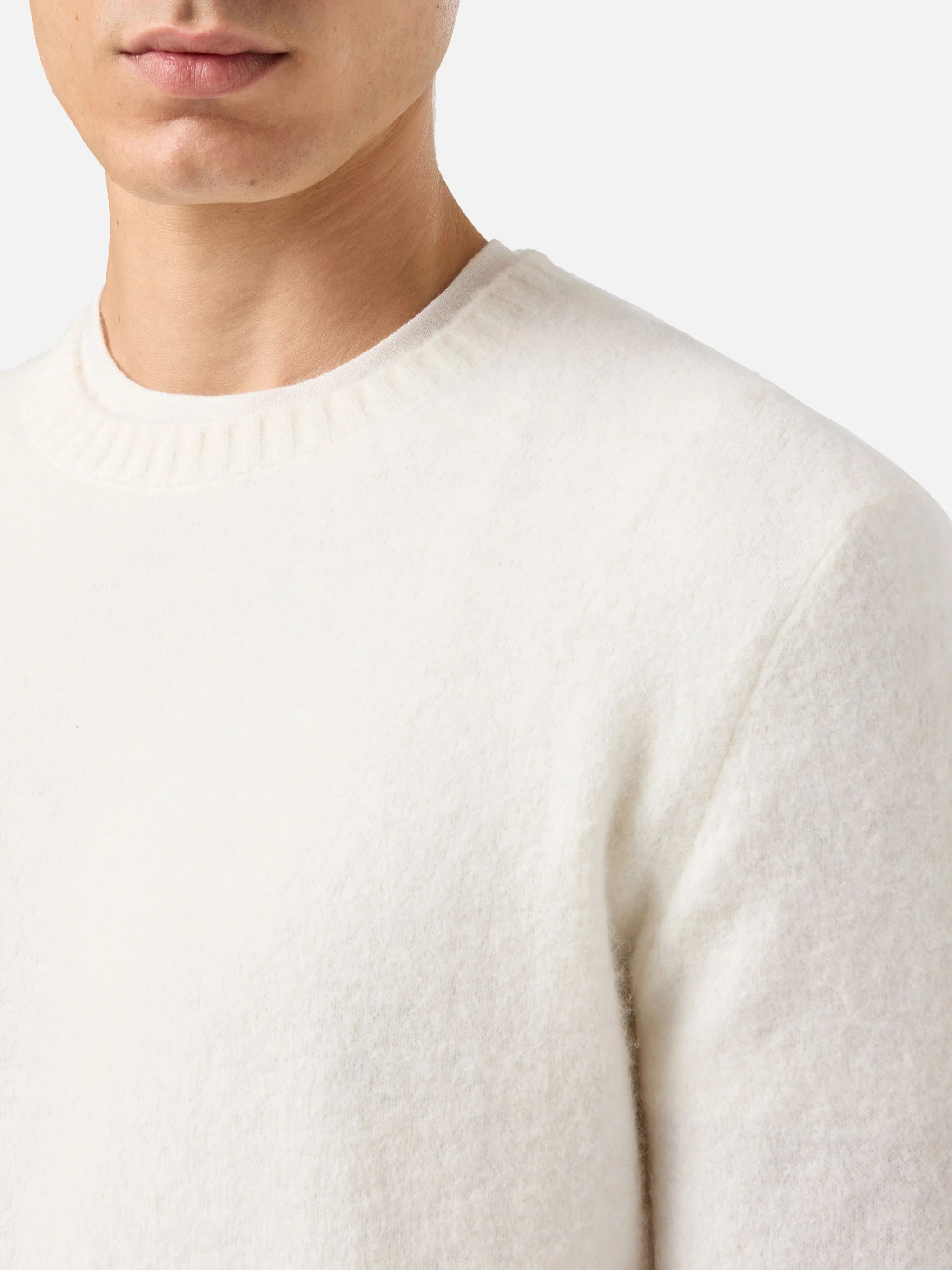Maglione girocollo Regent in ALPACA STRETCH bianco - Image 2