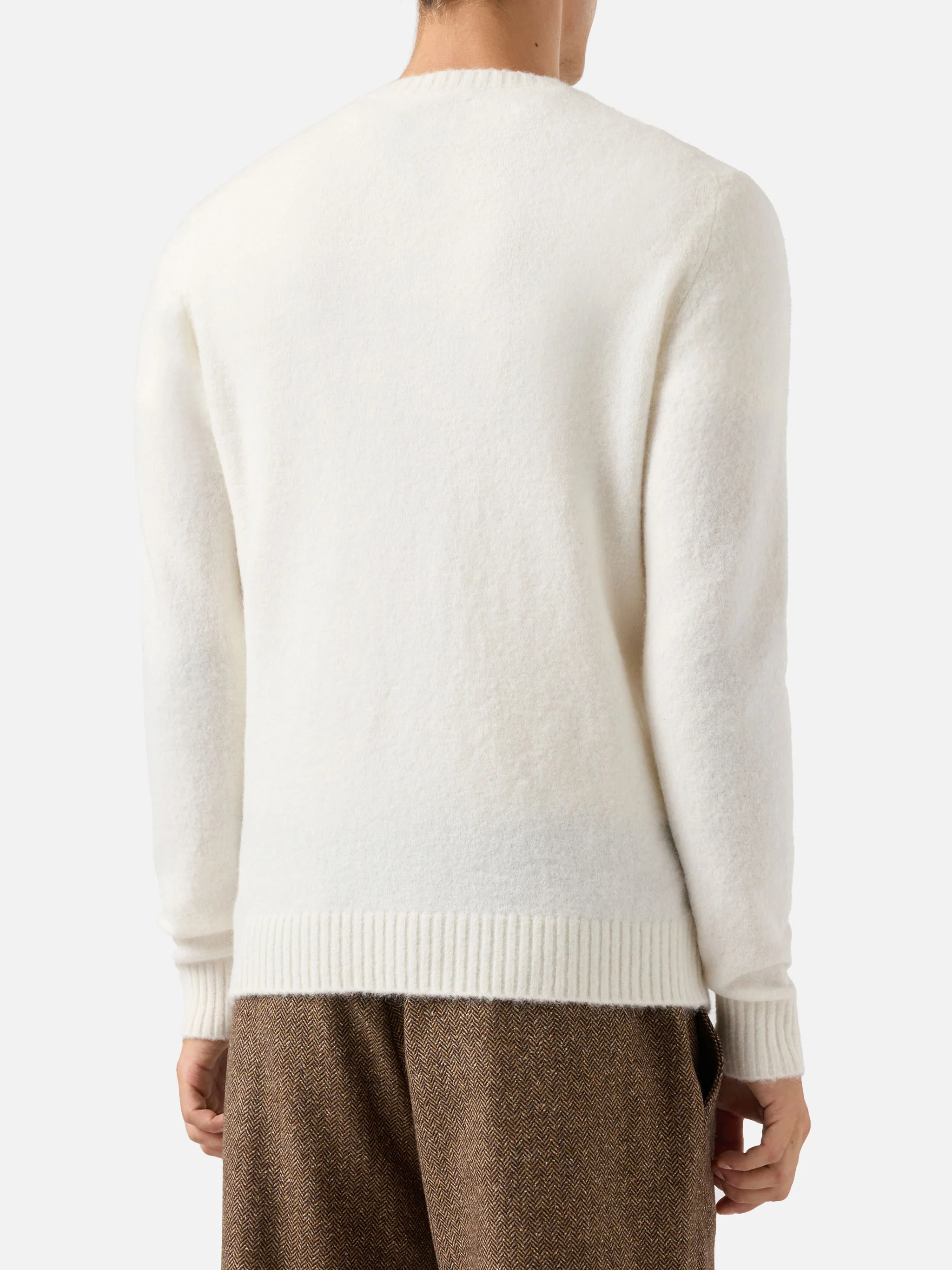 Maglione girocollo Regent in ALPACA STRETCH bianco - Image 3