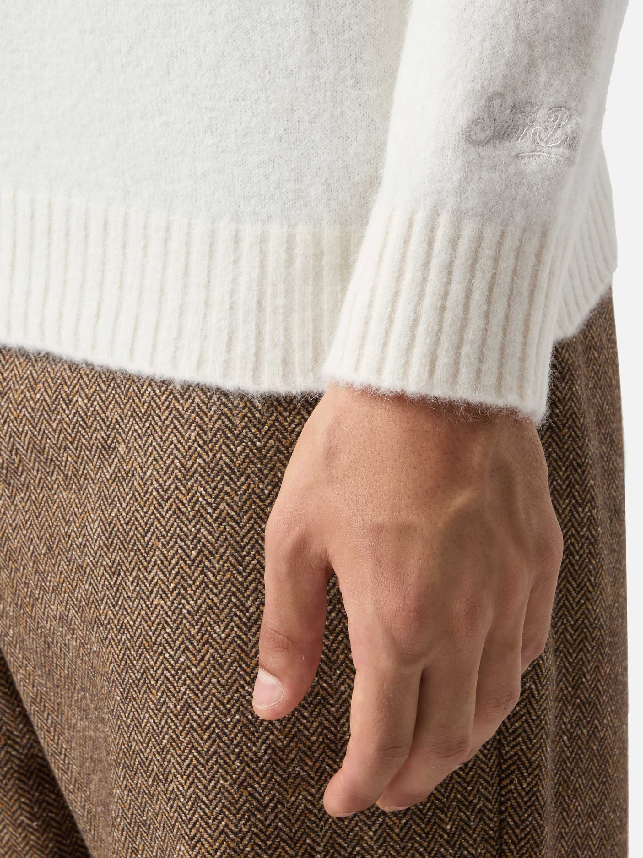 Maglione girocollo Regent in ALPACA STRETCH bianco - Image 4