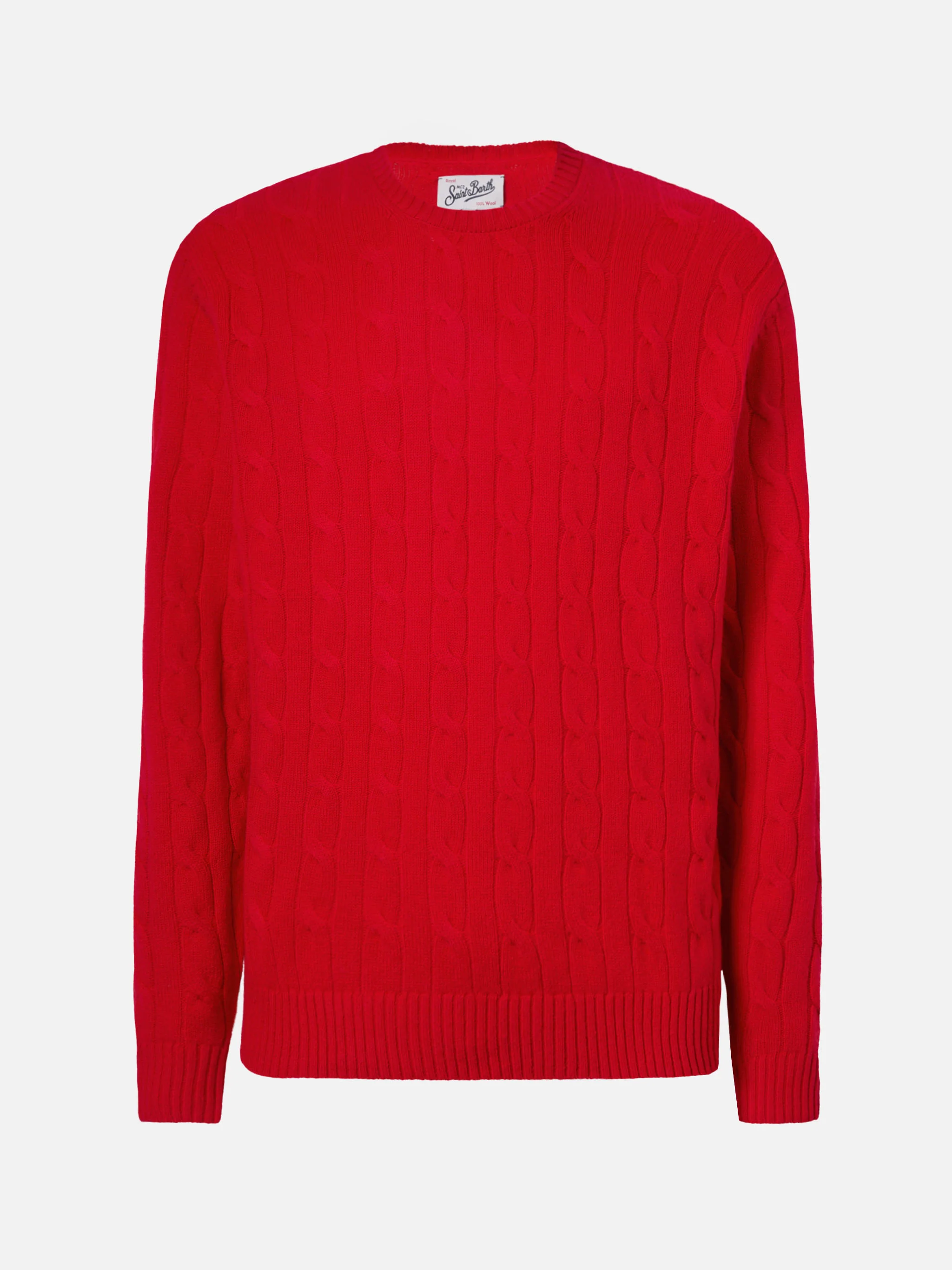 Maglione Regent a trecce in 100% LANA rosso - Image 5