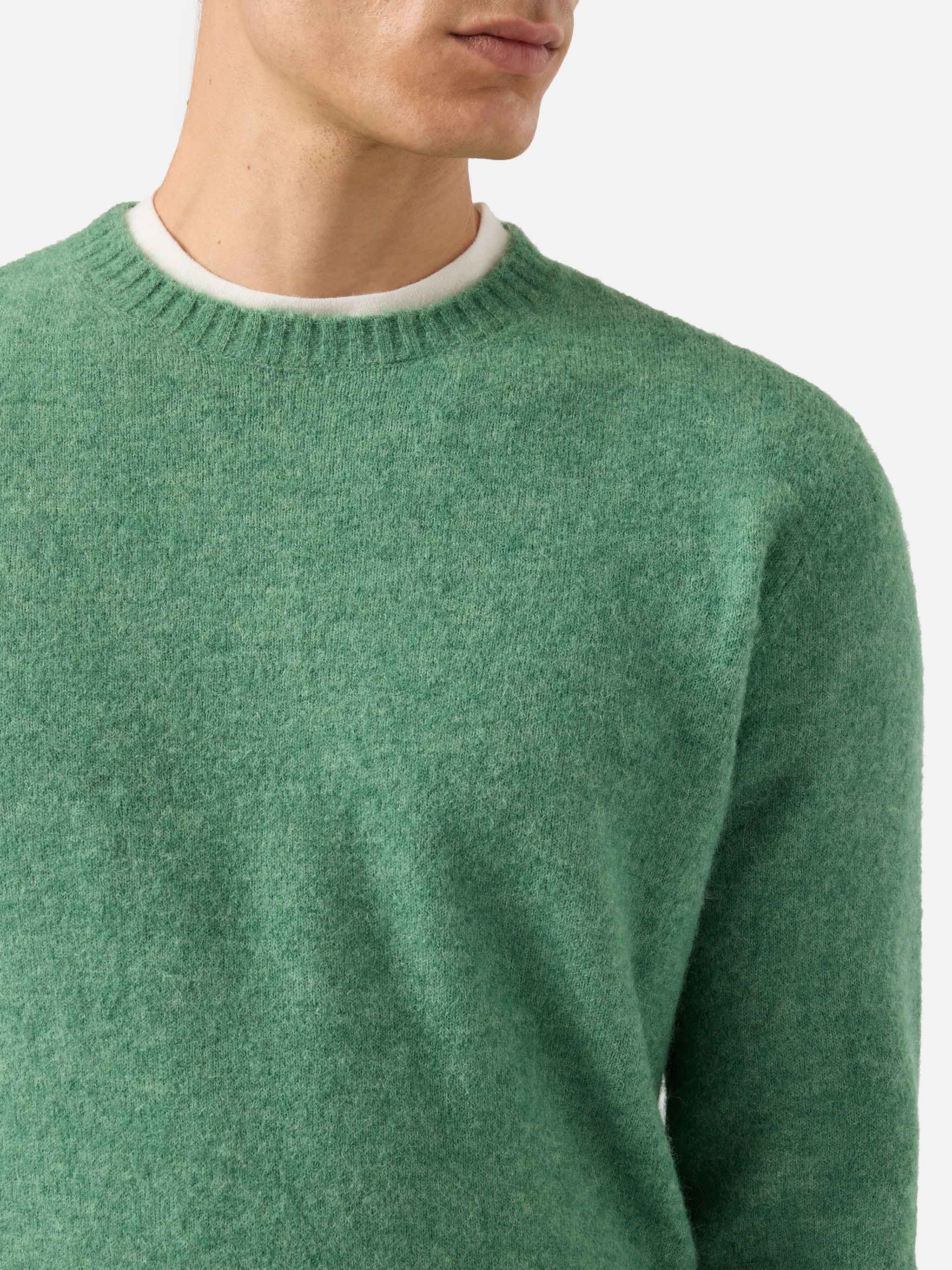 Maglione girocollo Regent in ALPACA STRETCH verde salvia - Image 2