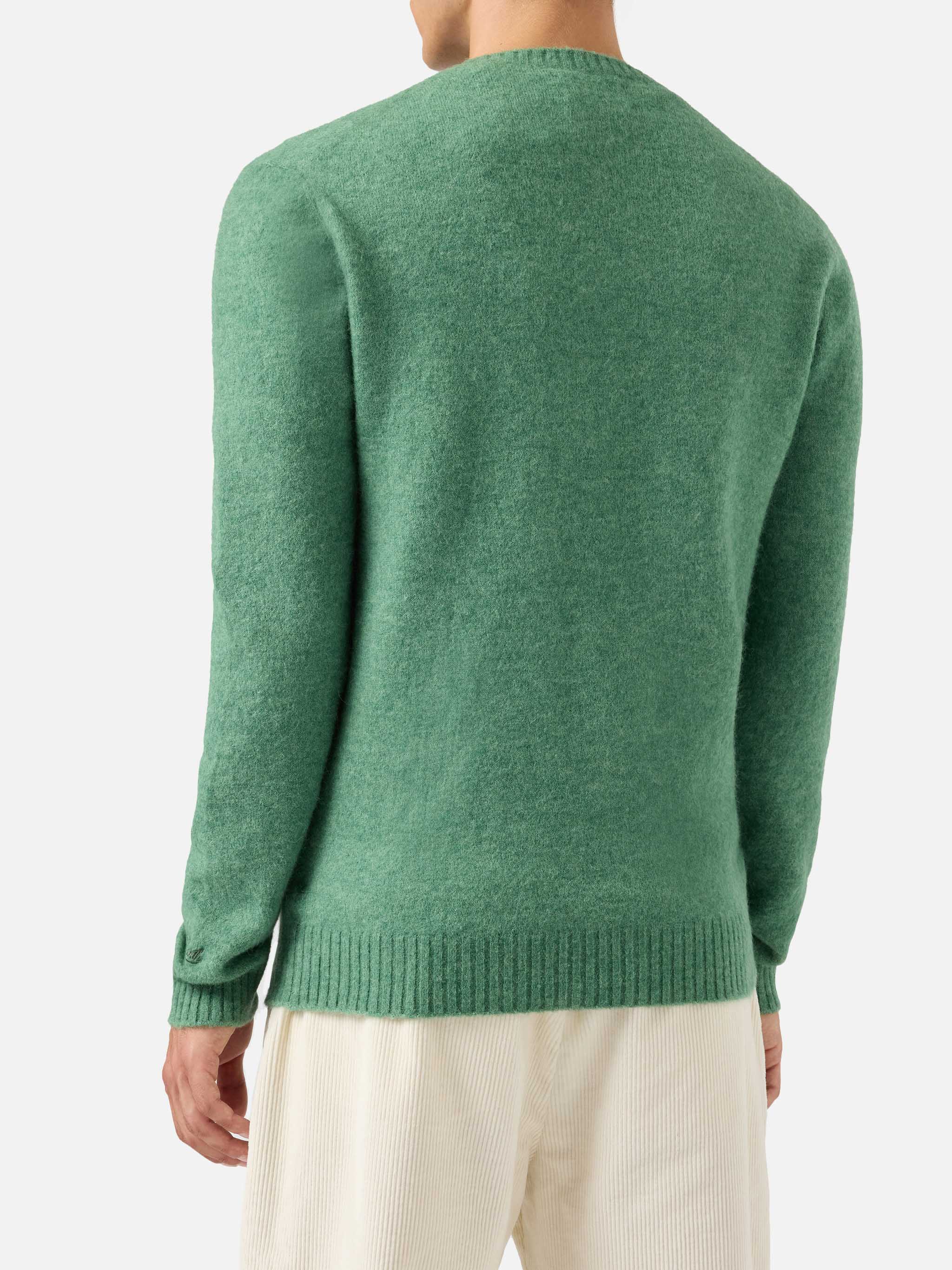 Maglione girocollo Regent in ALPACA STRETCH verde salvia - Image 3
