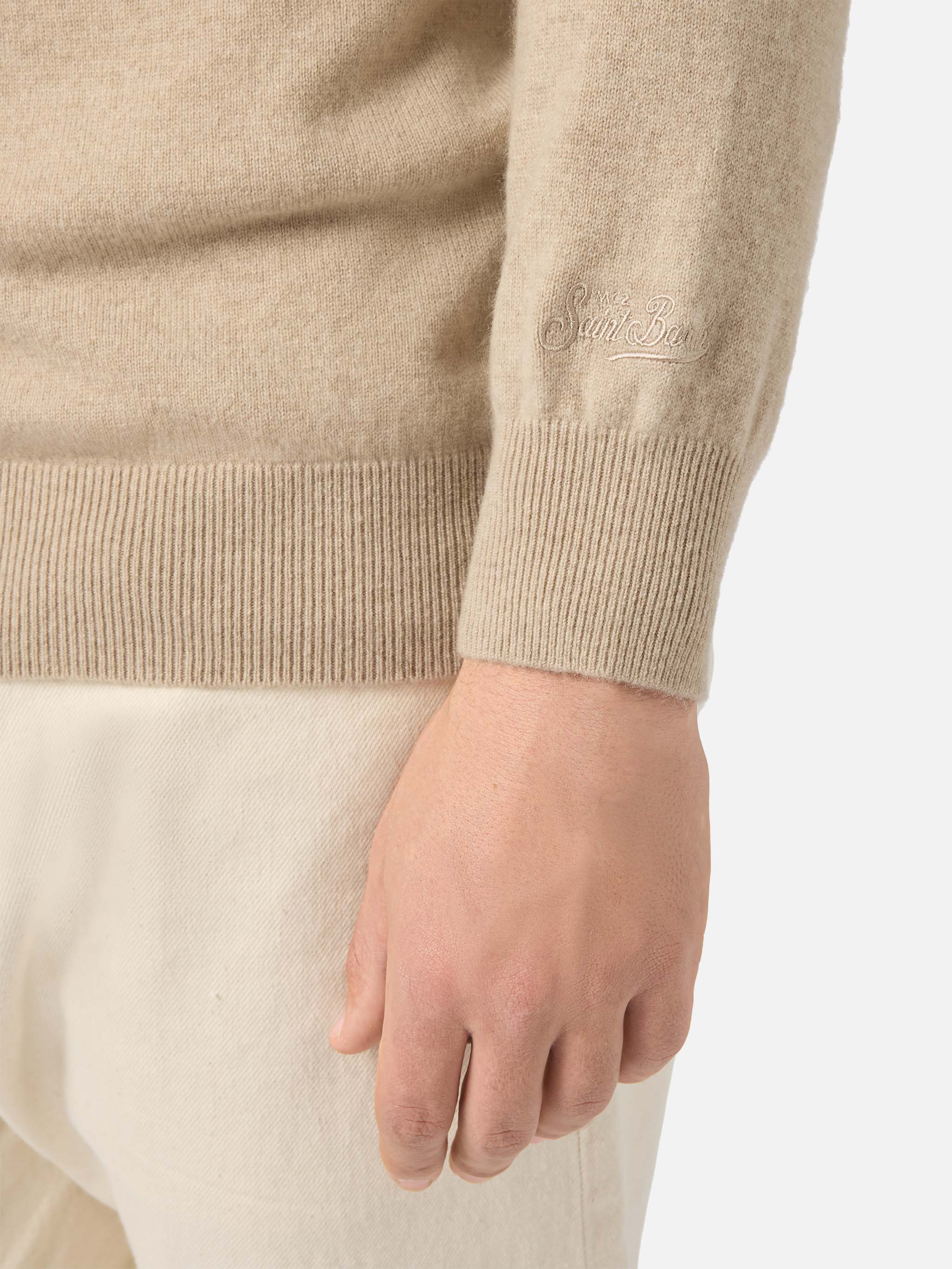 Maglione girocollo Regent in 100% CASHMERE beige - Image 4