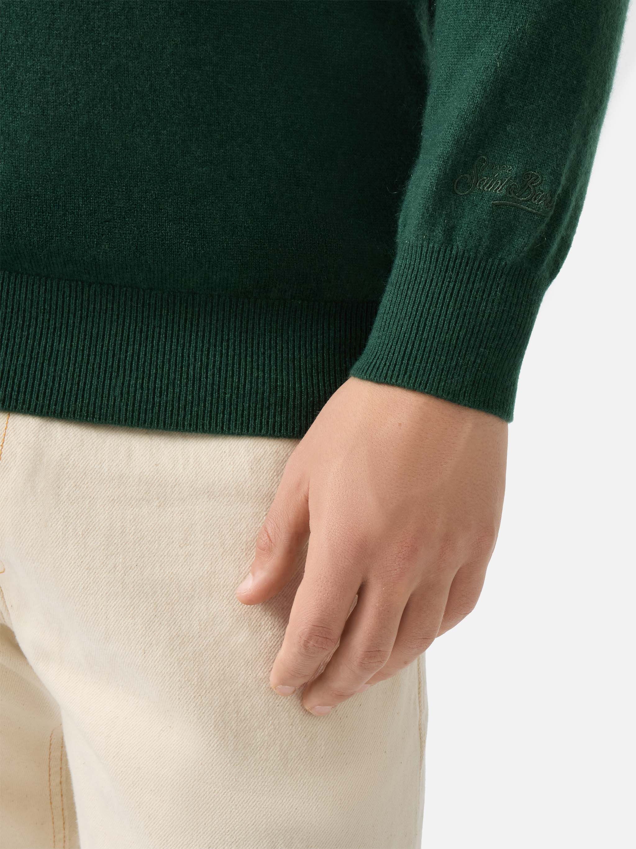 Maglione Regent in 100% CASHMERE verde scuro - Image 4