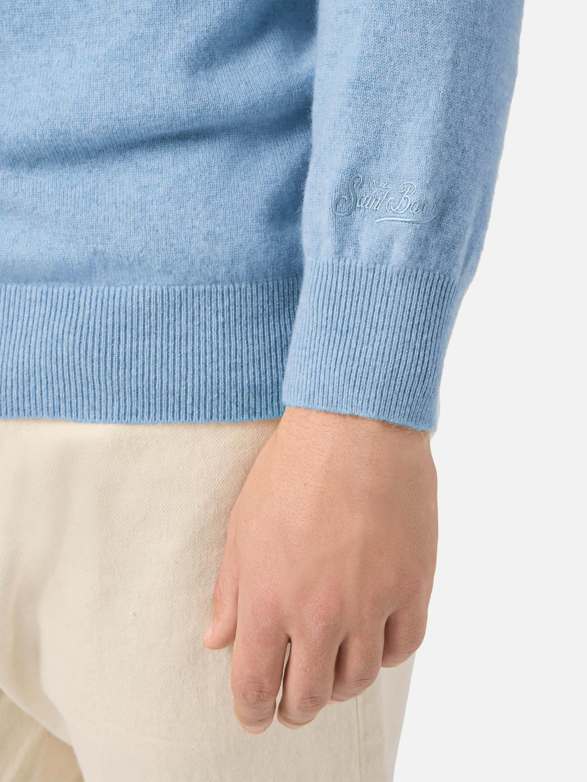 Maglione Regent in 100% CASHMERE azzurro - Image 4