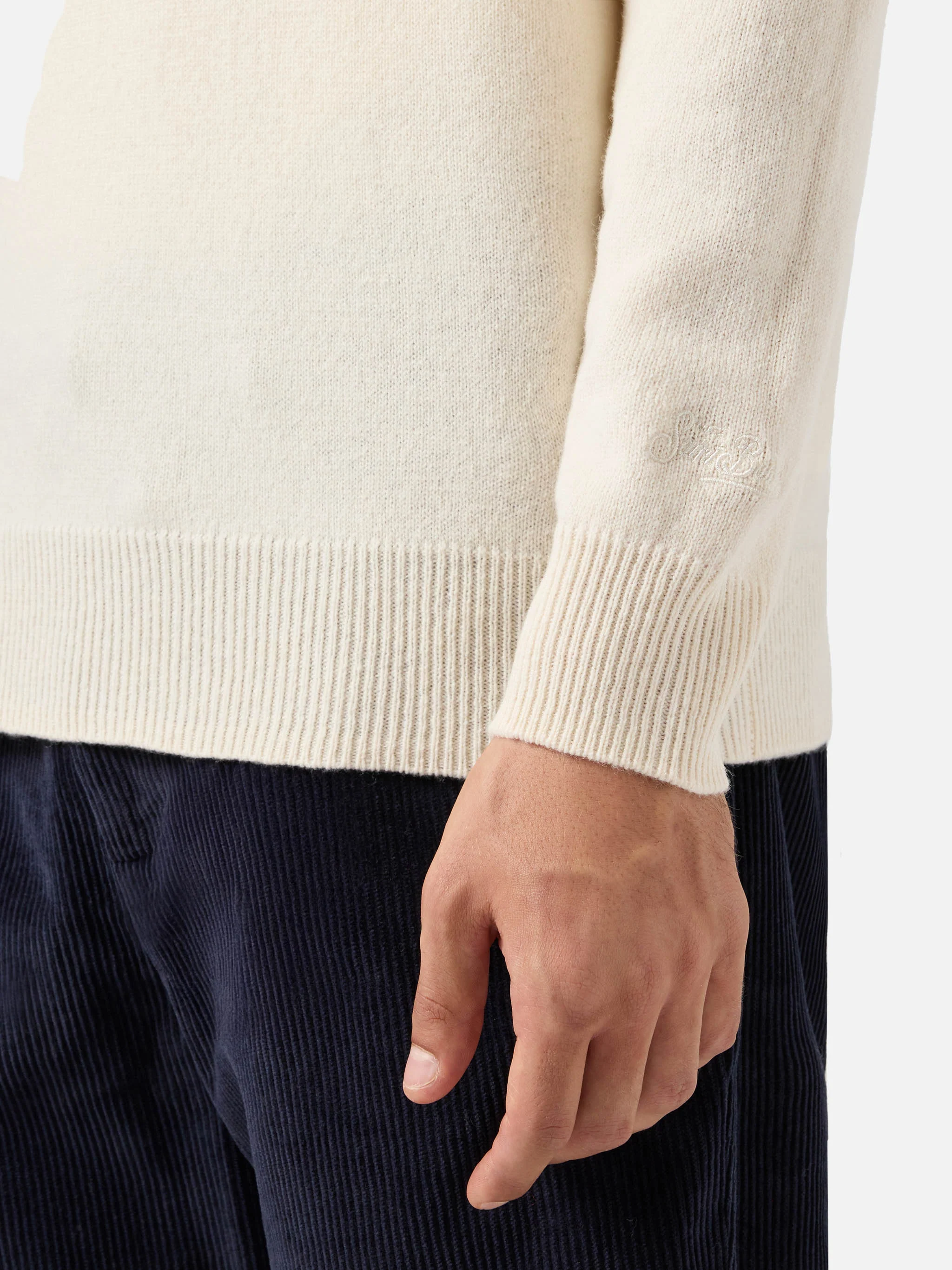 Maglione Regent in 100% LAMBSWOOL bianco - Image 4