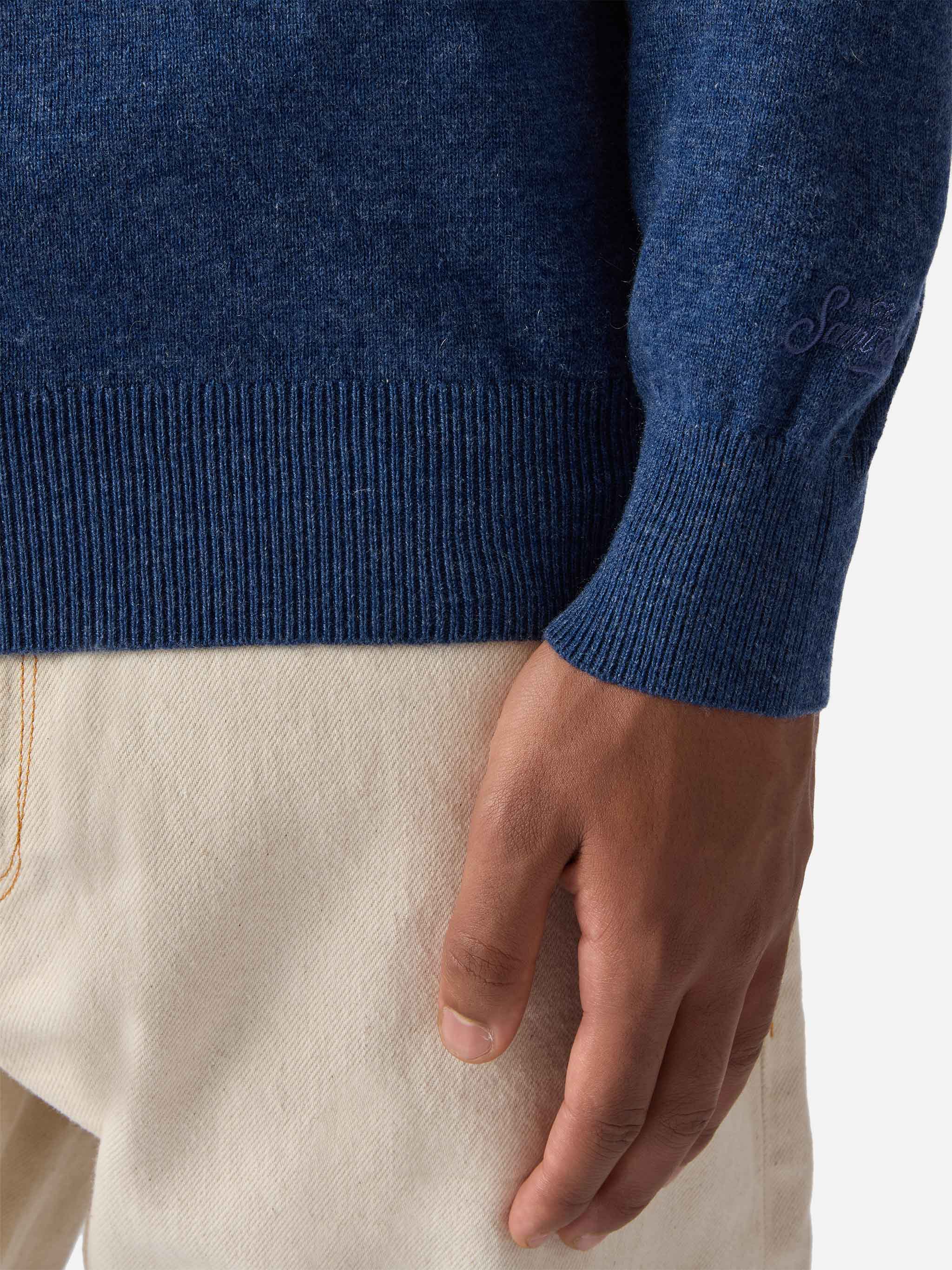 Maglione Regent in LANA MERINO e CASHMERE azzurro denim - Image 4