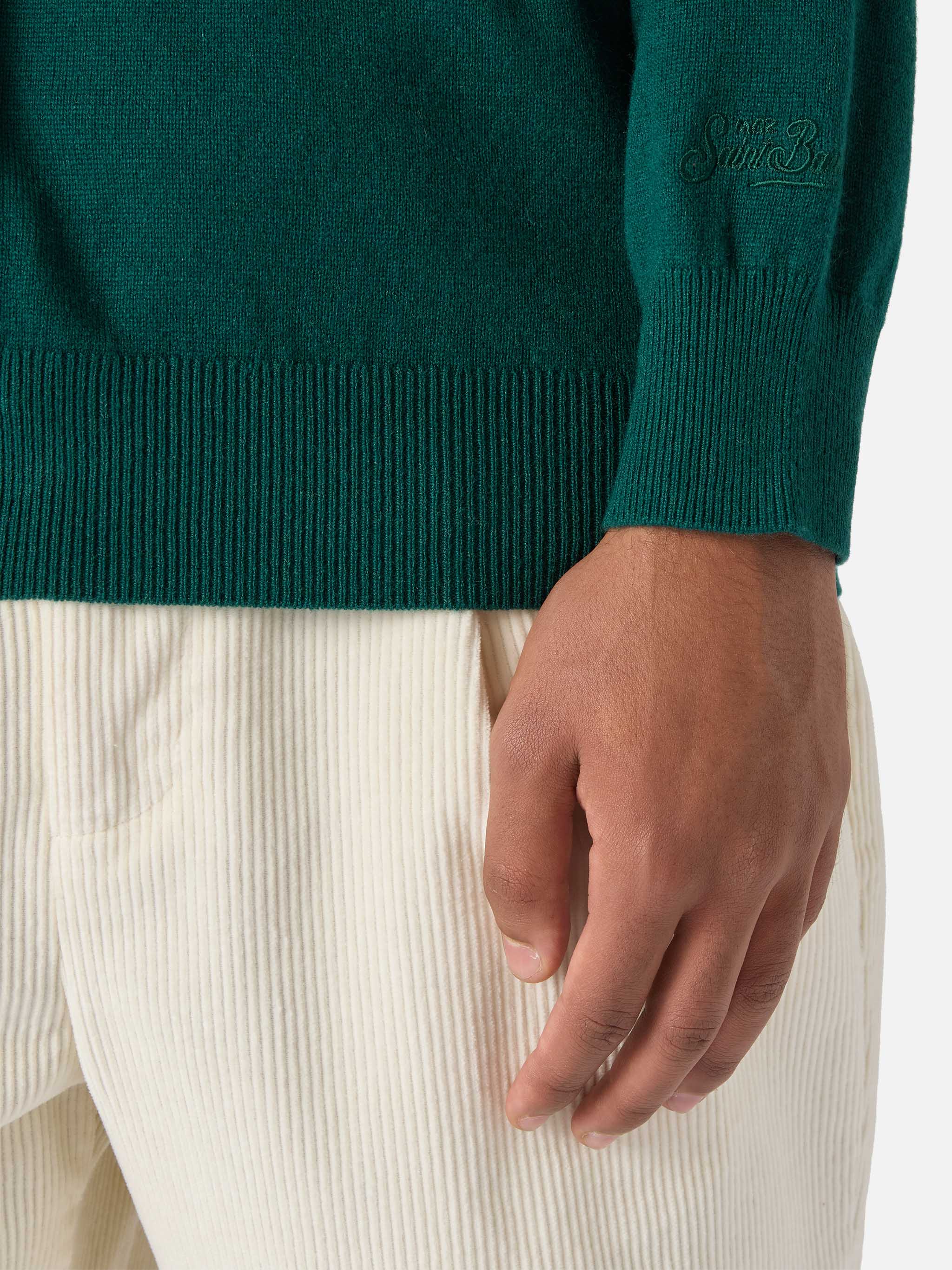 Maglione Regent in LANA MERINO e CASHMERE verde inglese - Image 4
