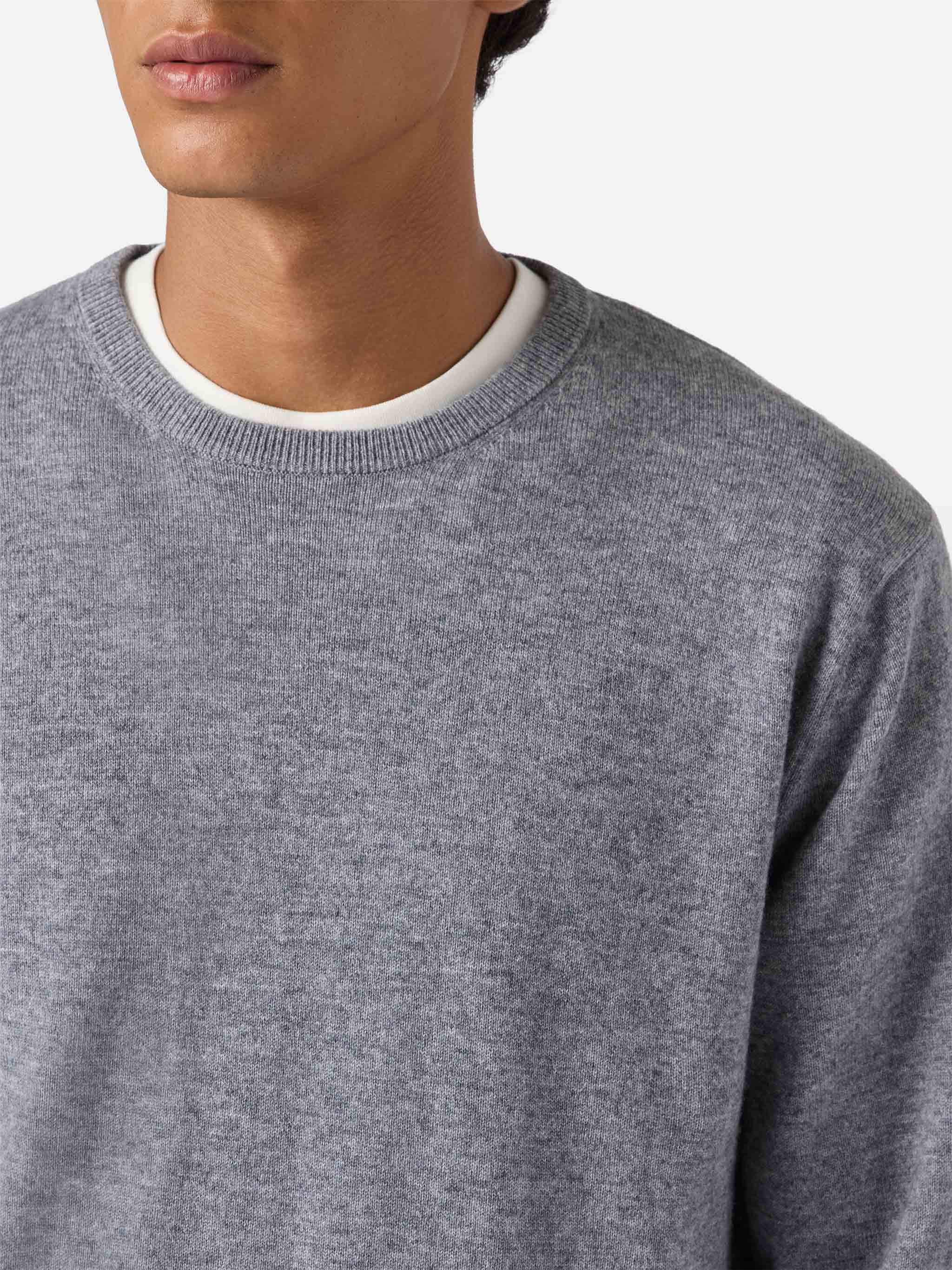 Maglione Regent in LANA MERINO e CASHMERE grigio melange - Image 2