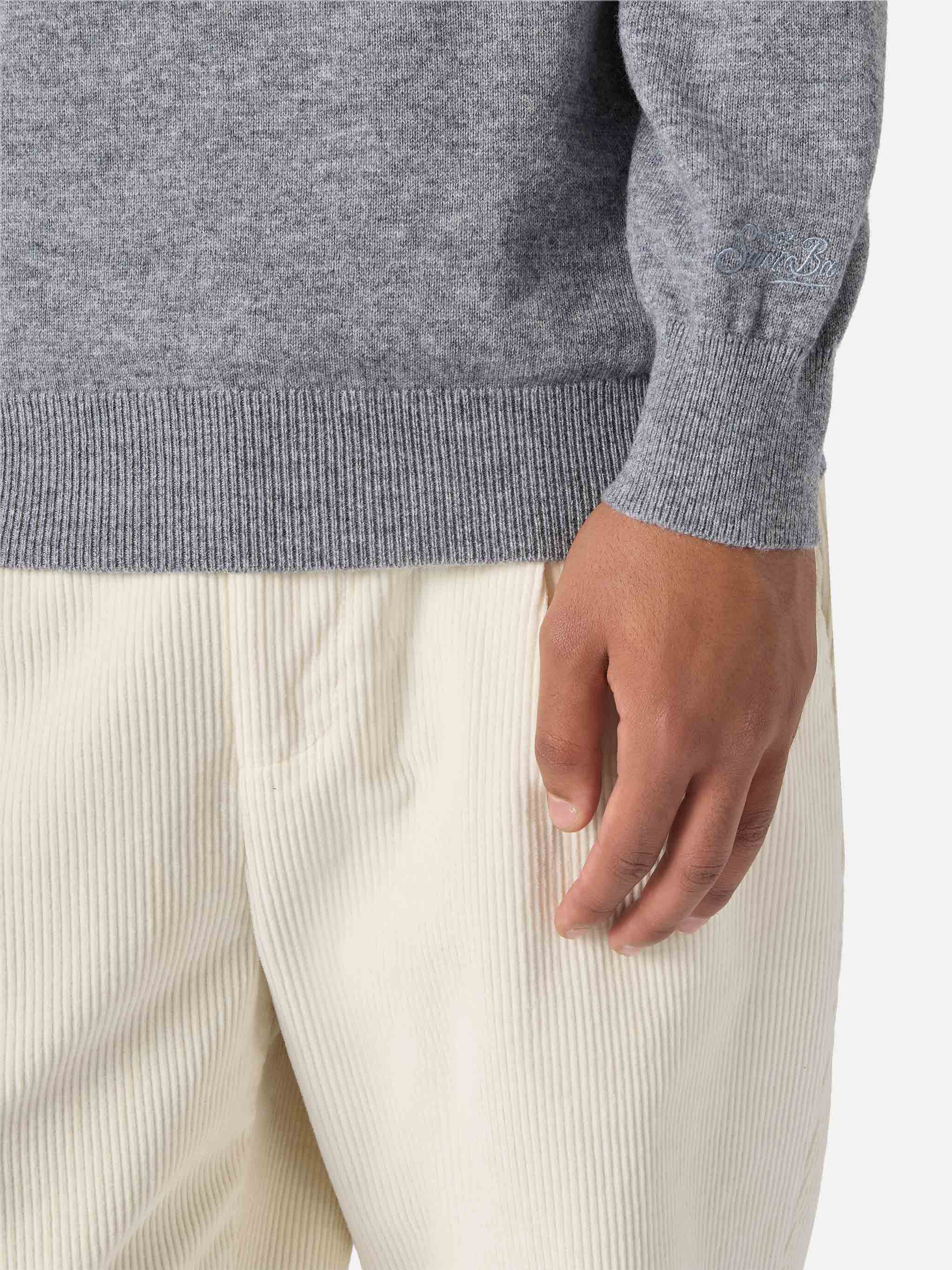 Maglione Regent in LANA MERINO e CASHMERE grigio melange - Image 4