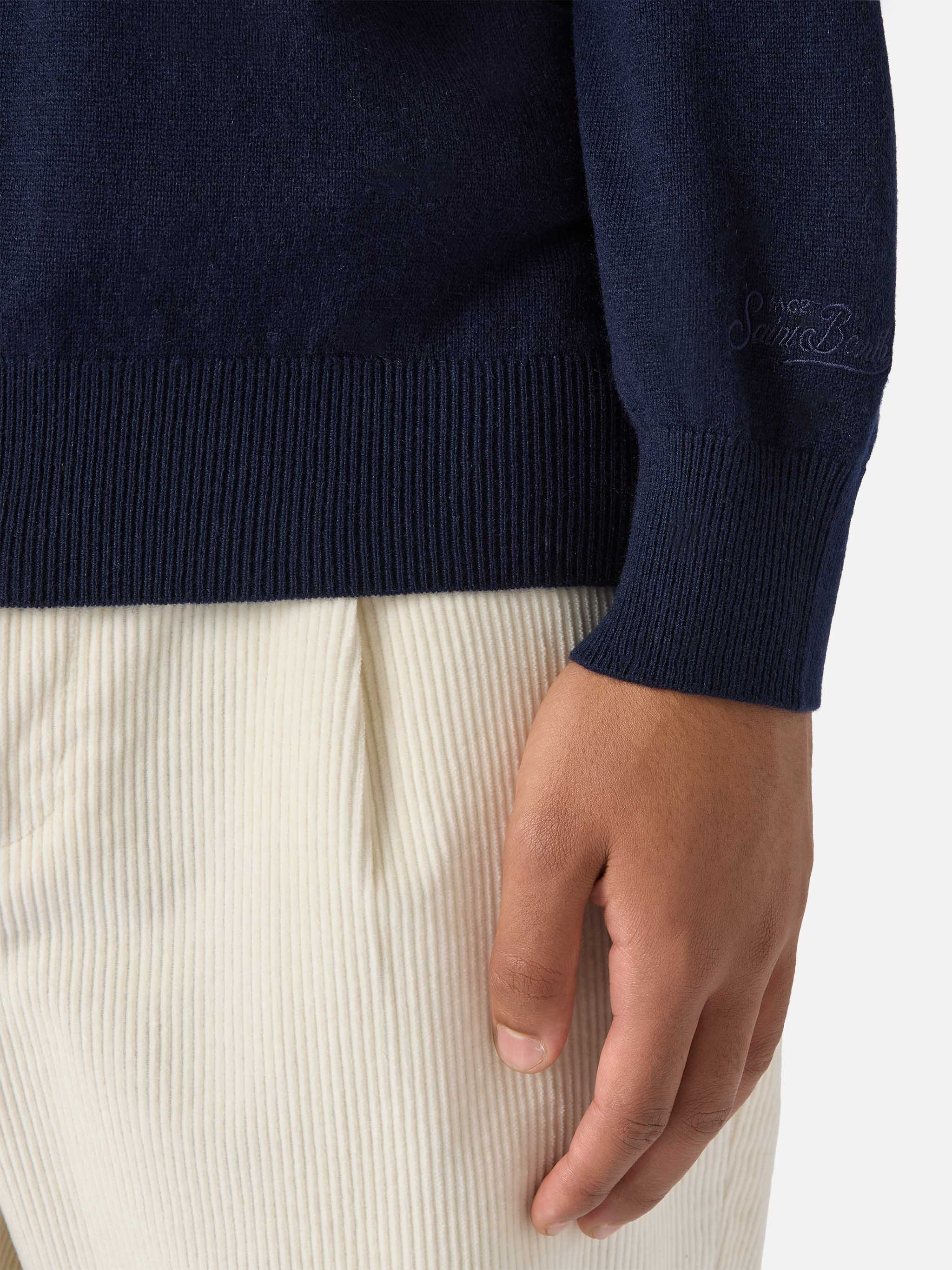 Maglione Regent inLANA MERINO e CASHMERE blu notte - Image 4
