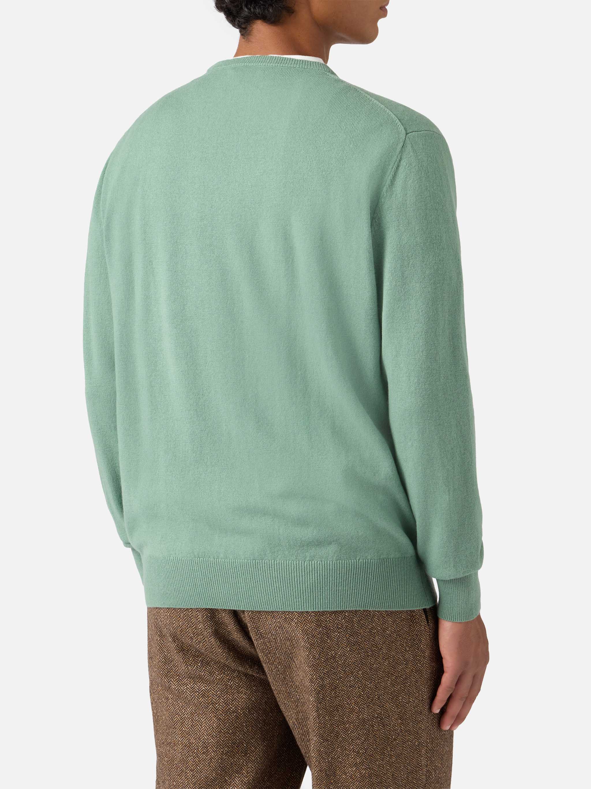Maglione Regent in LANA MERINO e CASHMERE verde salvia - Image 3
