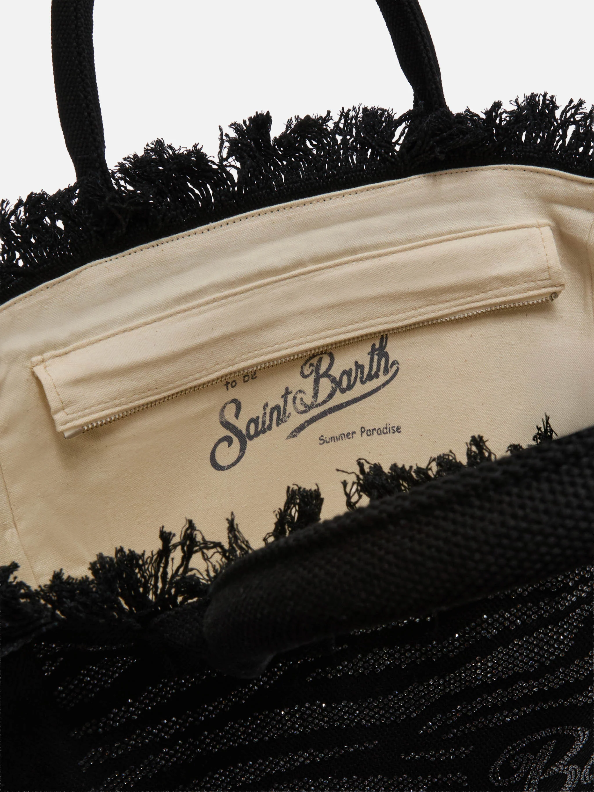 Borsa Vanity regular in canvas animalier con strass - Image 4