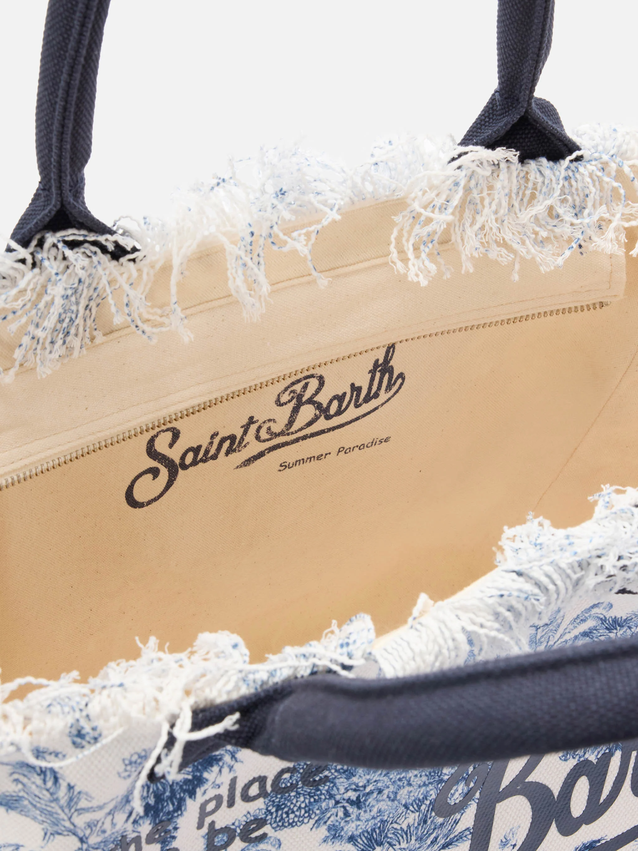 Borsa Vanity regular in canvas con stampa toile de Jouy blu - Image 4